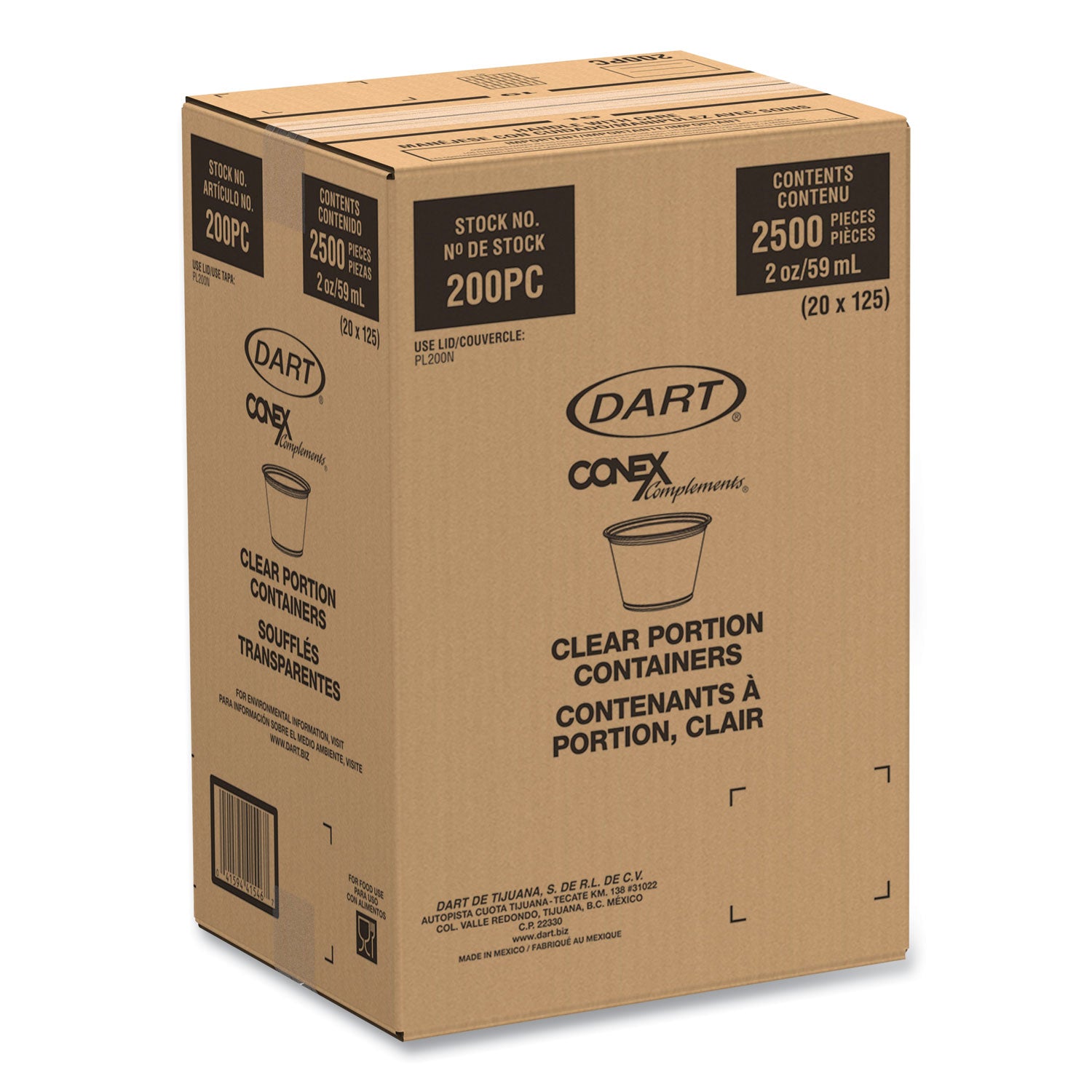 Food, Sauce, Salad - Microwave Safe - Clear - Plastic, Polypropylene Body - 125/Pack - 20 / Carton
