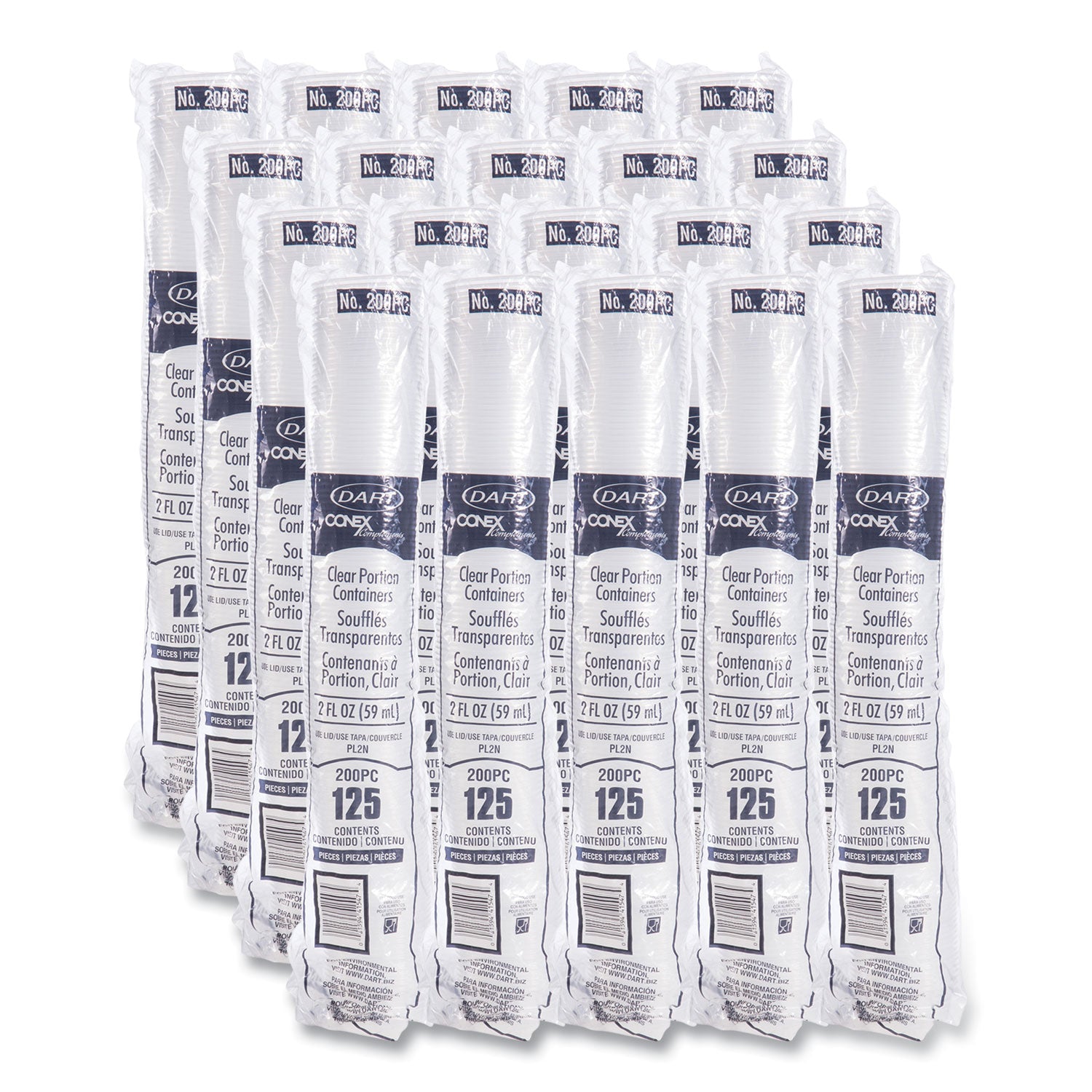 Food, Sauce, Salad - Microwave Safe - Clear - Plastic, Polypropylene Body - 125/Pack - 20 / Carton