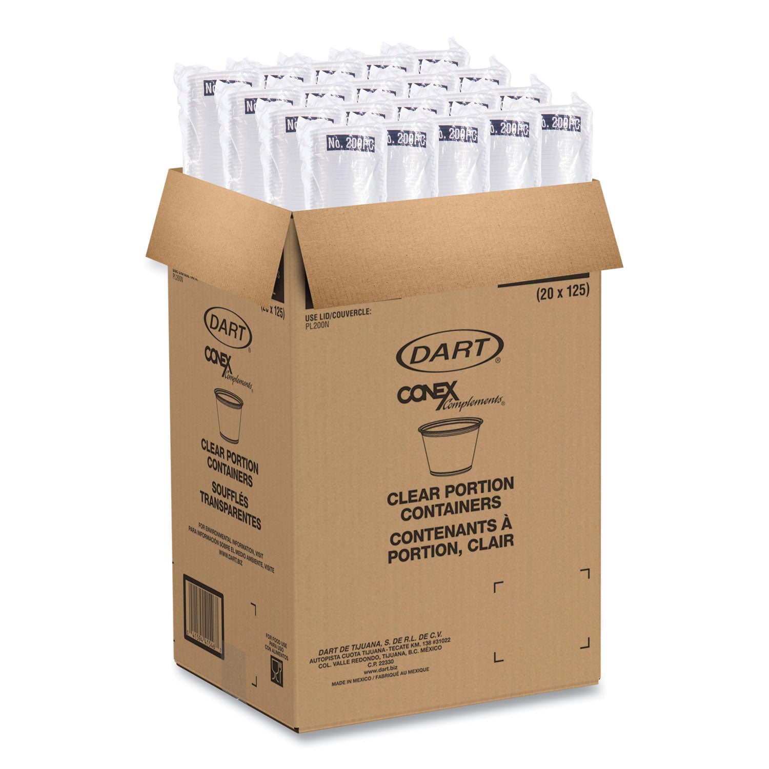 Food, Sauce, Salad - Microwave Safe - Clear - Plastic, Polypropylene Body - 125/Pack - 20 / Carton