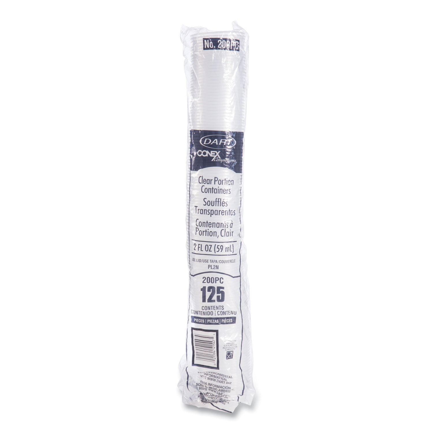 Food, Sauce, Salad - Microwave Safe - Clear - Plastic, Polypropylene Body - 125/Pack - 20 / Carton