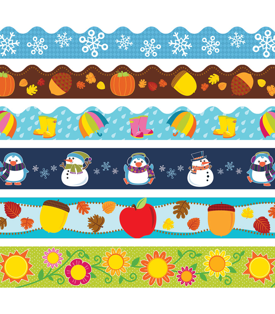 Carson Dellosa Education Seasonal Border Set, 2-1/4" X 36", Multicolor, Set of 6 Packs