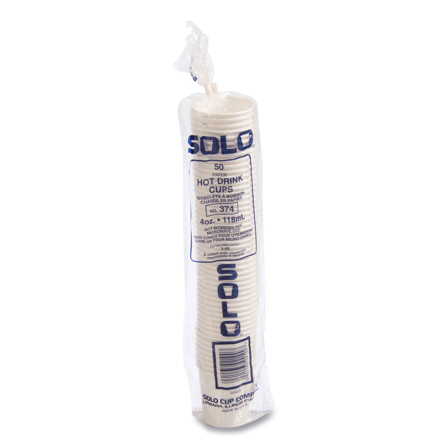 Single-Sided Poly Paper Hot Cups, 4 oz, White, 50 Bag, 20 Bags/Carton