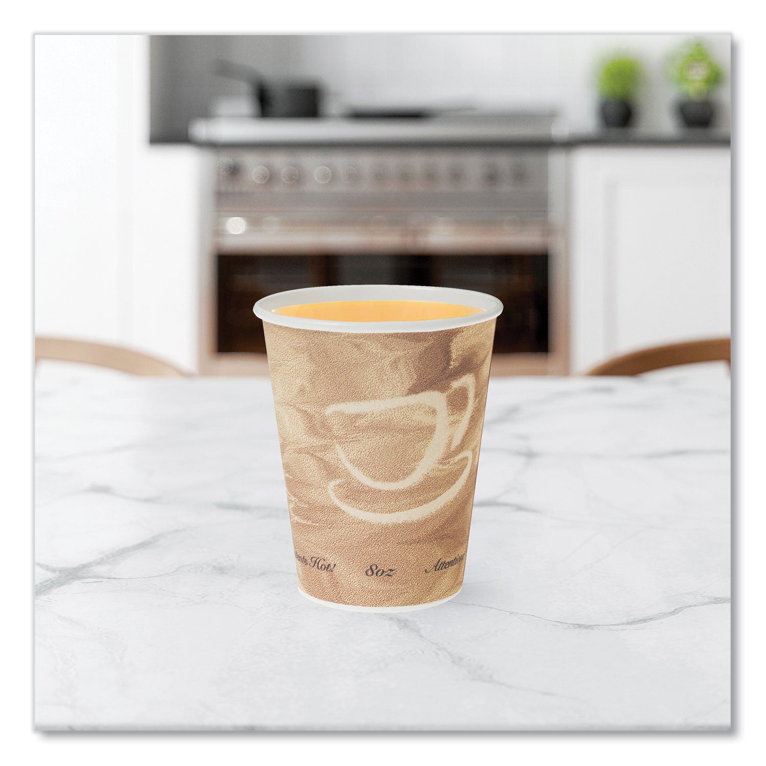 Mistique Polycoated Hot Paper Cups, 8 oz, Brown, 50/Sleeve, 20 Sleeves/Carton
