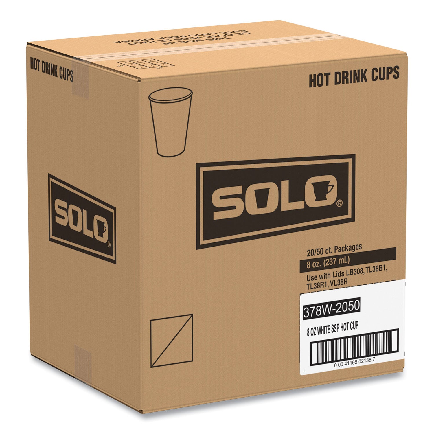 8 fl oz - White - Paper - Hot Drink, Beverage, Coffee, Tea, Cocoa - 50/Pack - 20 / Carton