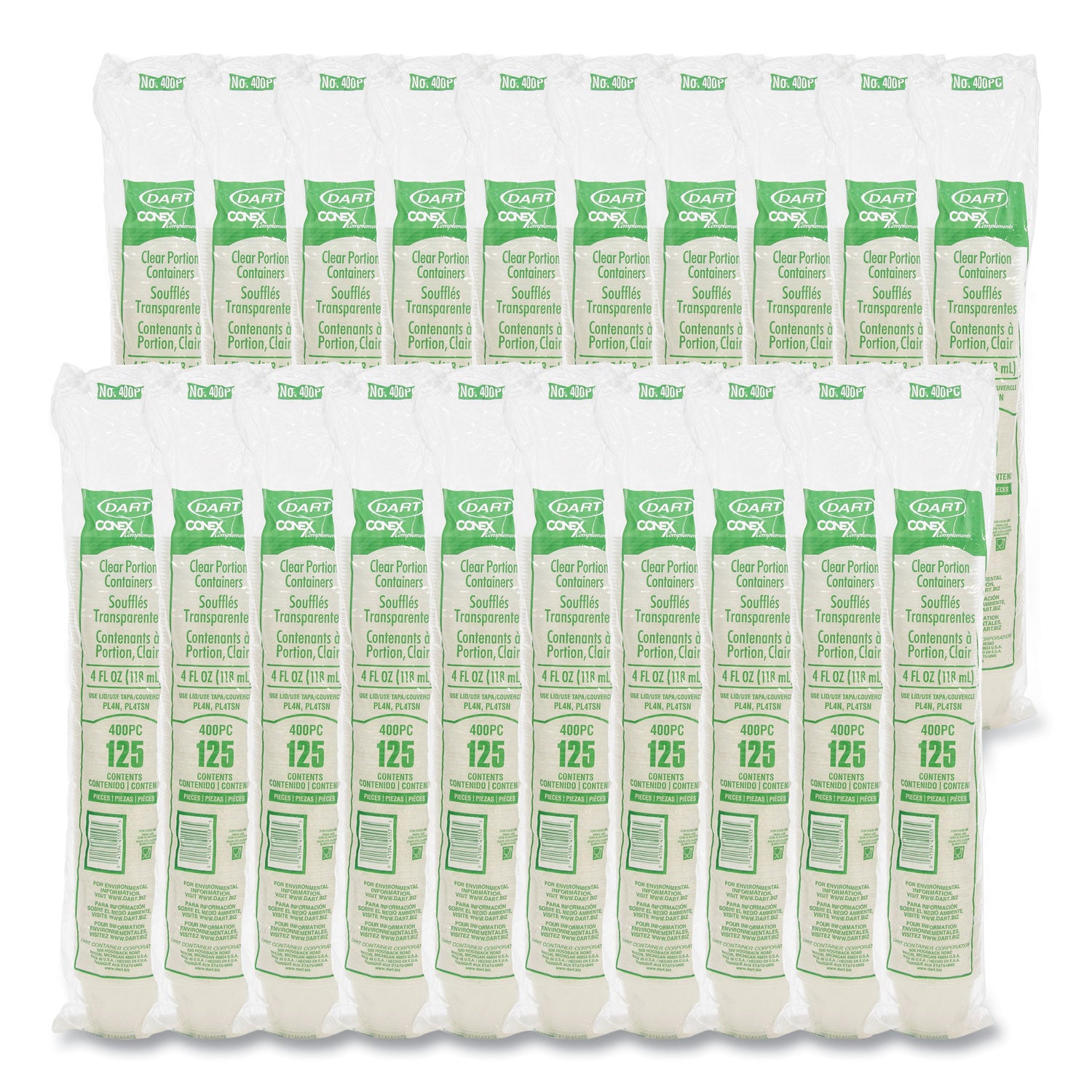 Serving, Transporting - White, Clear - Polypropylene Body - 125/Pack - 20 / Carton