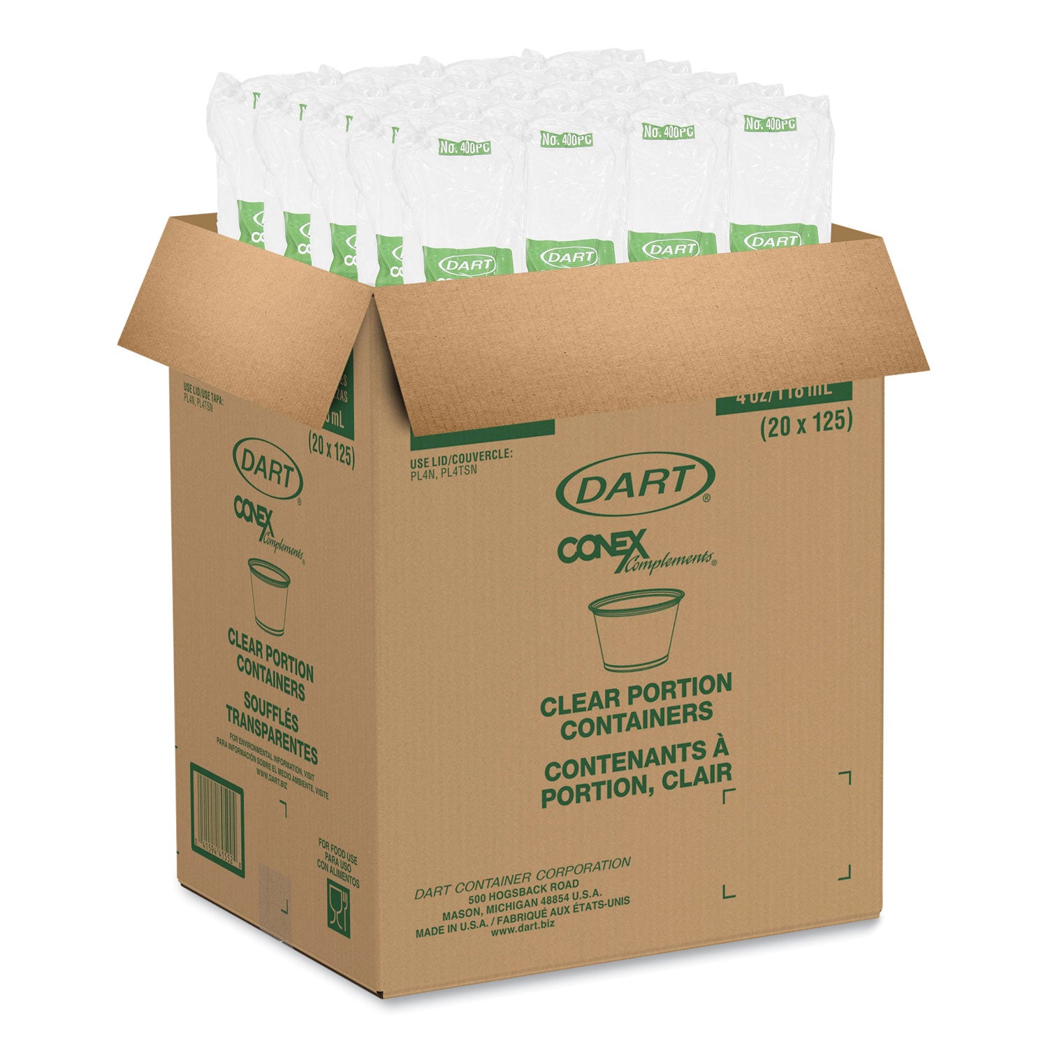 Serving, Transporting - White, Clear - Polypropylene Body - 125/Pack - 20 / Carton