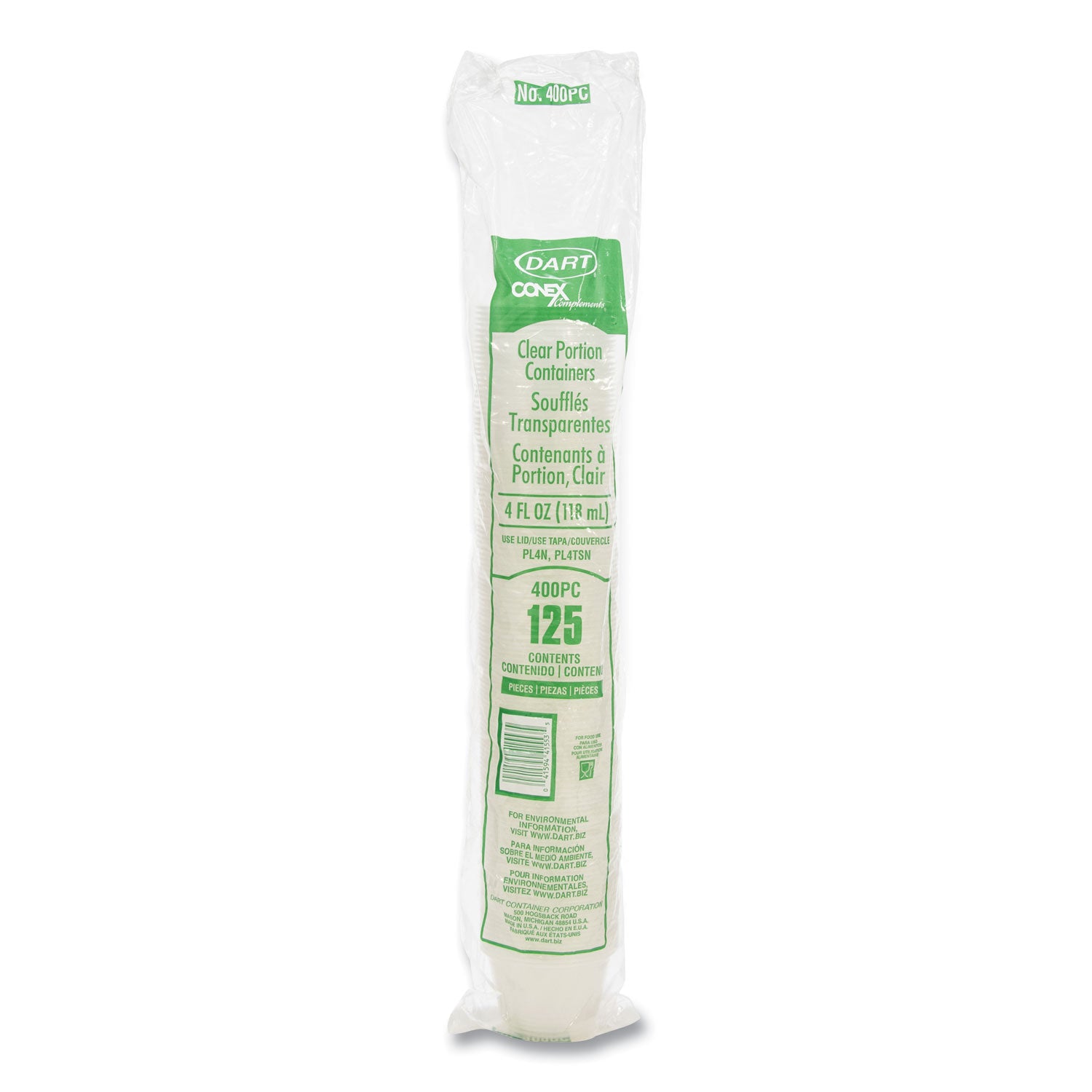 Serving, Transporting - White, Clear - Polypropylene Body - 125/Pack - 20 / Carton
