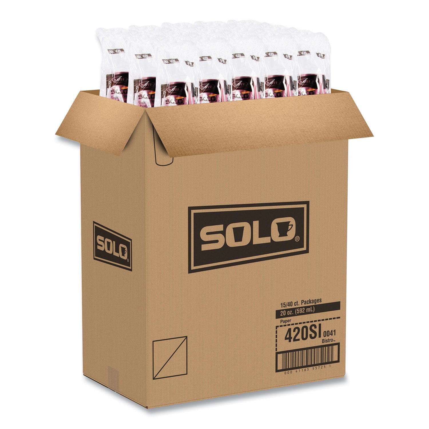 Single-Sided Poly Paper Hot Cups, 20 oz, Bistro Design, 600/Carton