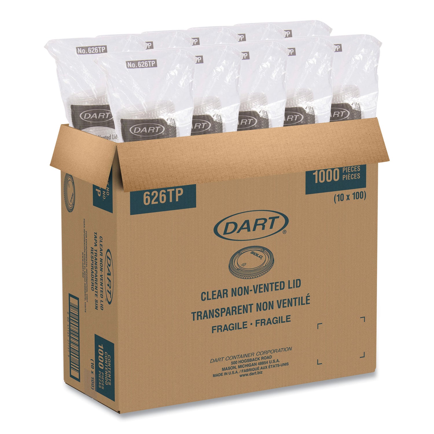 PETE Plastic Flat Cold Cup Lids, Fits 12 oz to 24 oz Cold Cups, Clear, 1,000/Carton