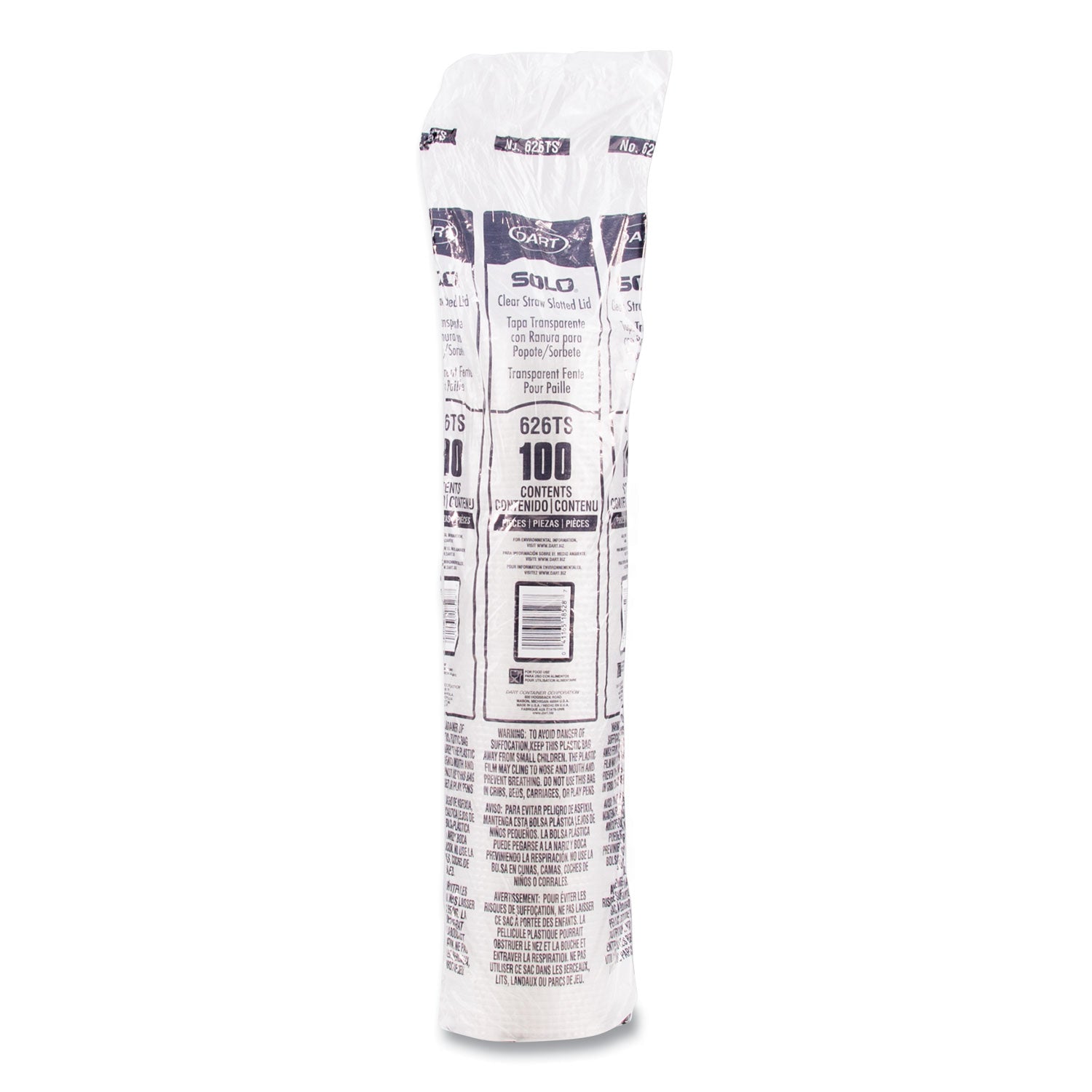 PETE Flat Straw-Slot Cold Cup Lids, Fits 16 oz to 24 oz Cold Cups, Plastic, Clear, 100/Pack, 10 Packs/Carton