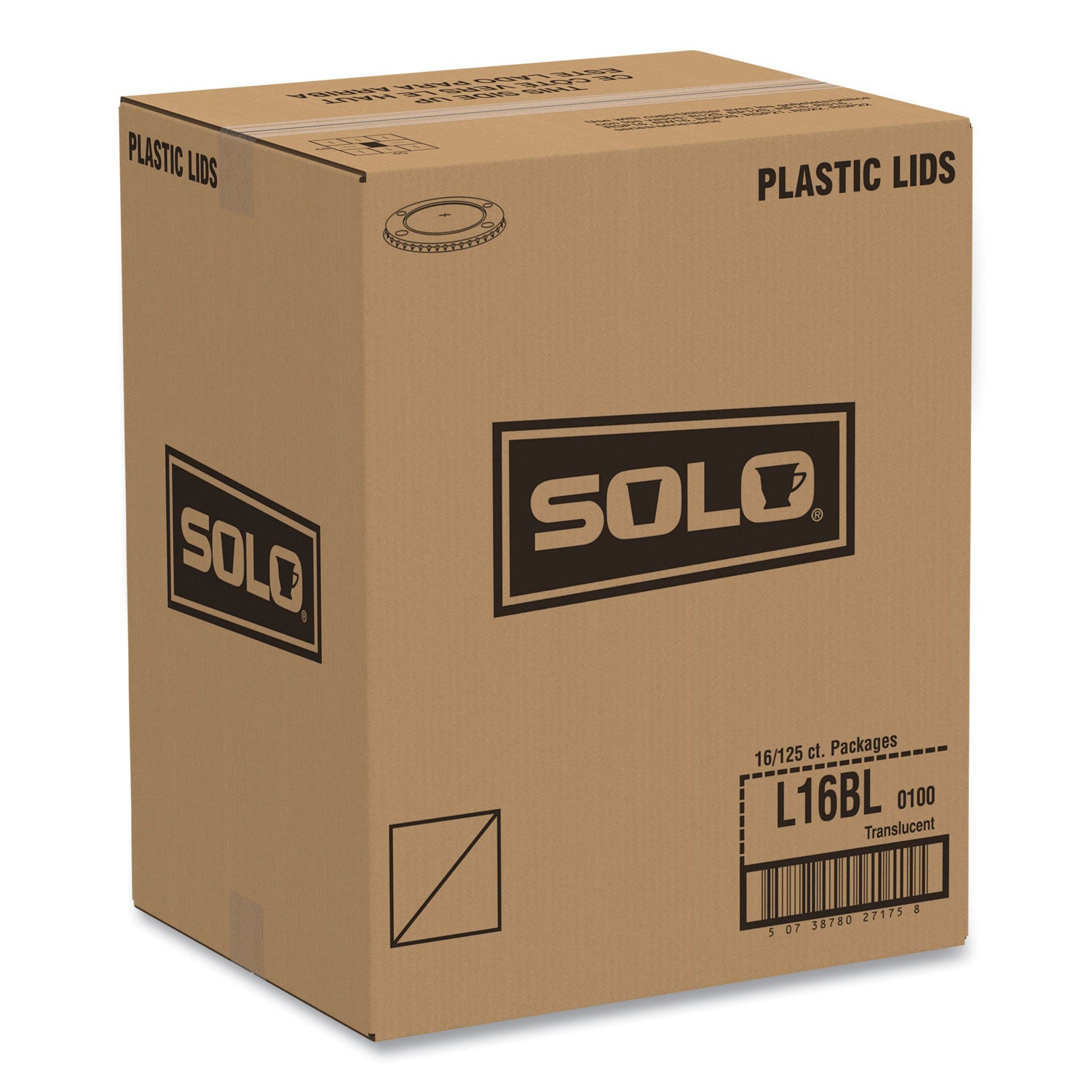 Polystyrene Plastic Flat Straw-Slot Cold Cup Lids, Fits 12 oz to 24 oz Cold Cups, Plastic, Translucent, 125/Pack, 16 Packs/CT