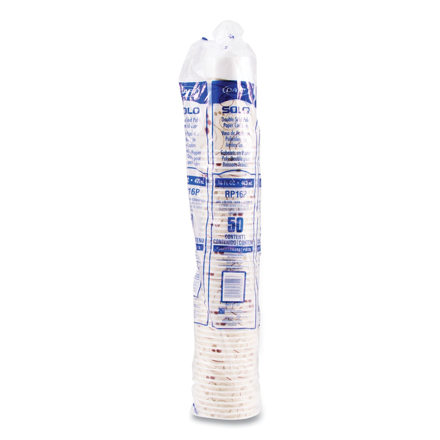 Double Sided Poly (DSP) Paper Cold Cups, 16 oz, Beige/White/Red, 50/Sleeve, 20 Sleeves/Carton