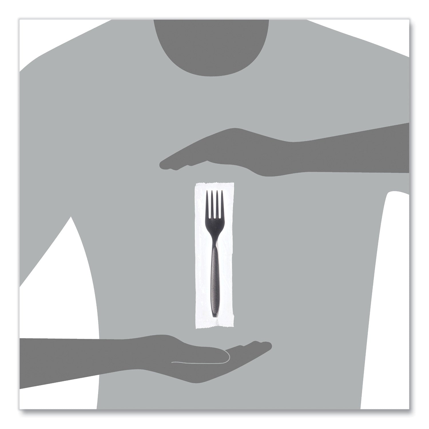 Reliance Mediumweight Cutlery, Fork, Plastic, Black, 1,000/Carton