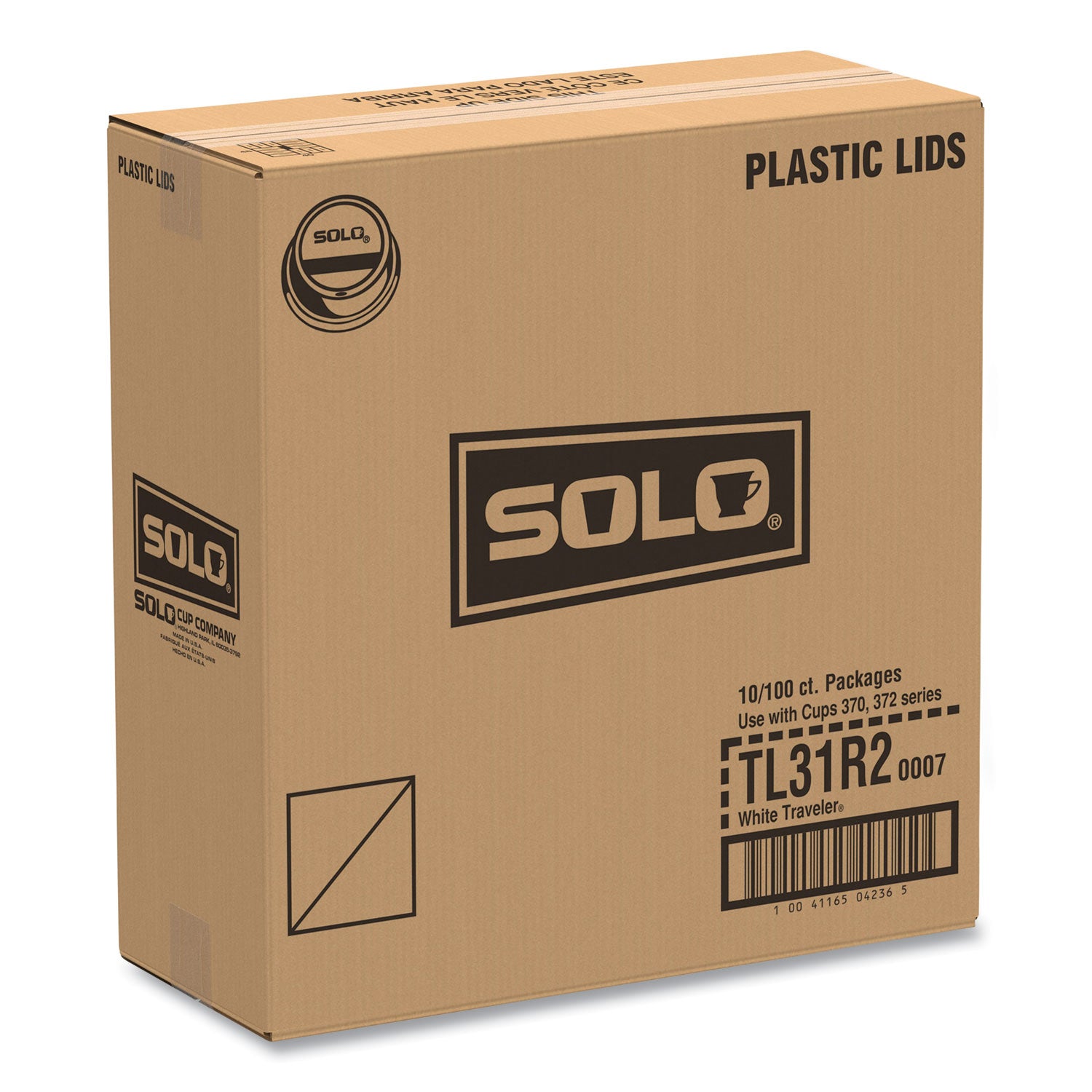 Traveler Cappuccino Style Dome Lid, Fits 10 oz Hot Cups, Plastic, White, 100/Pack, 10 Packs/Carton