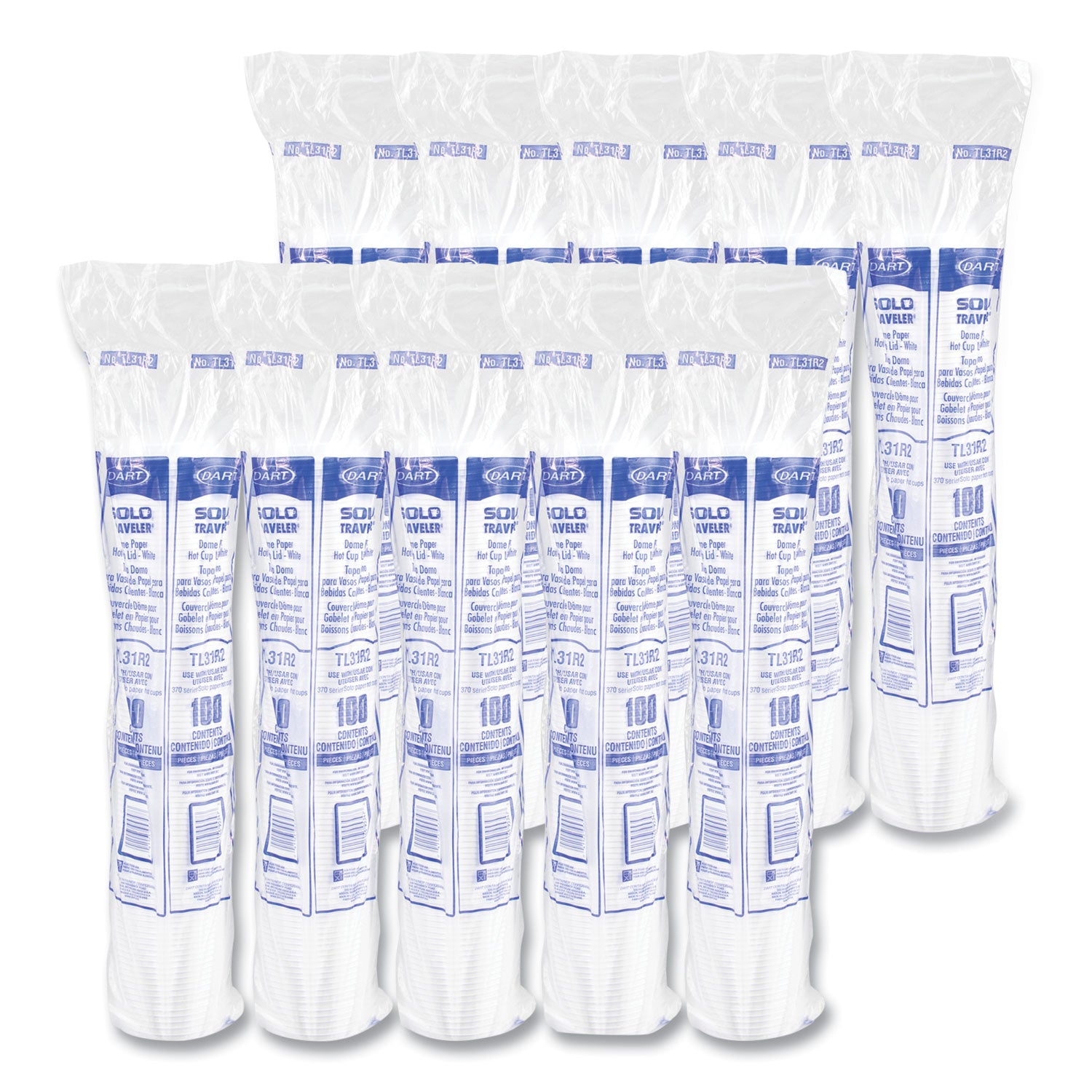 Traveler Cappuccino Style Dome Lid, Fits 10 oz Hot Cups, Plastic, White, 100/Pack, 10 Packs/Carton