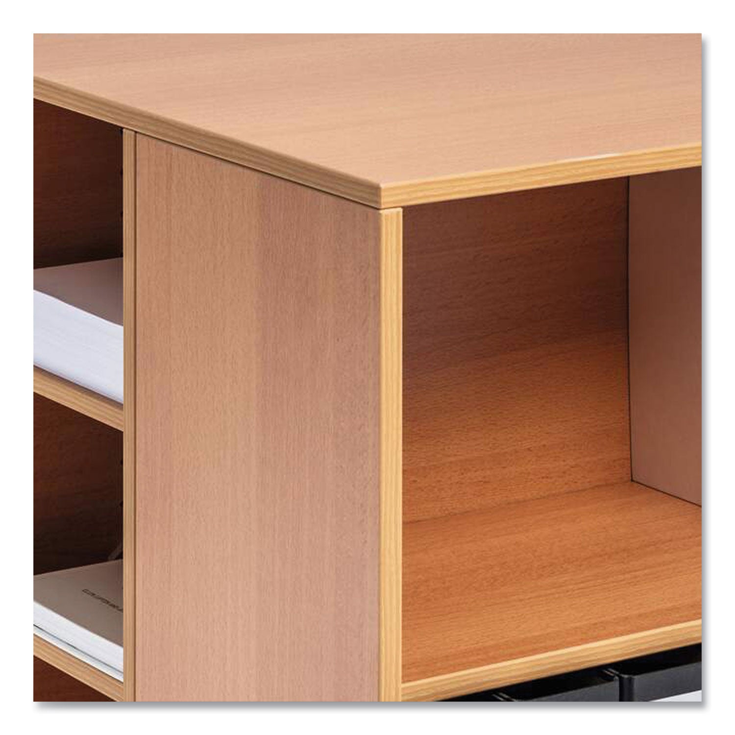 DURABLE Multifunction Trolley, 6 Shelves, 132 lb Capacity, 4 Casters, Wood, Beech, 20.79" W x 23.31" D x 29.45" H, 1 Each