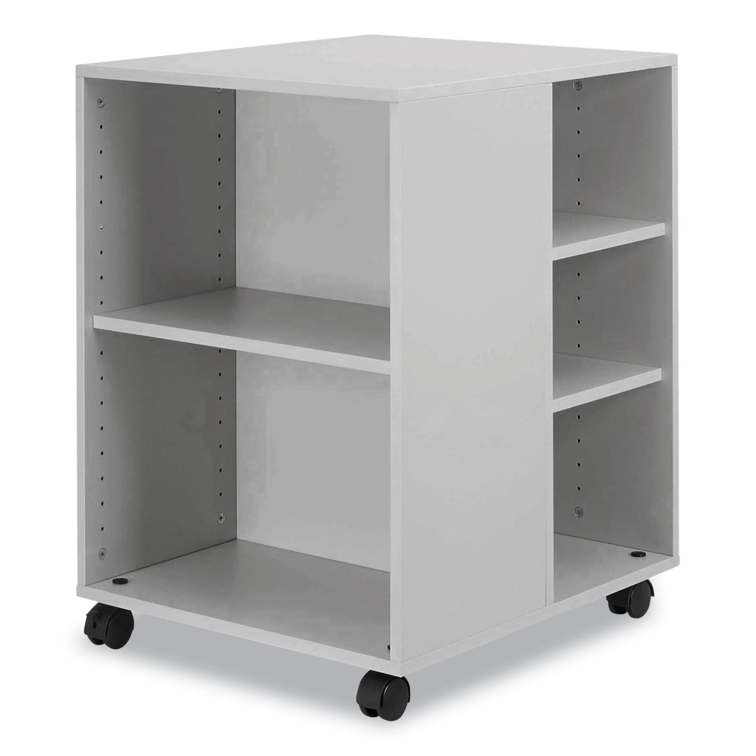 DURABLE Multifunction Trolley, 6 Shelves, 132 lb Capacity, 4 Casters, Wood, Gray, 20.79" W x 23.31" D x 29.45" H, 1 Each