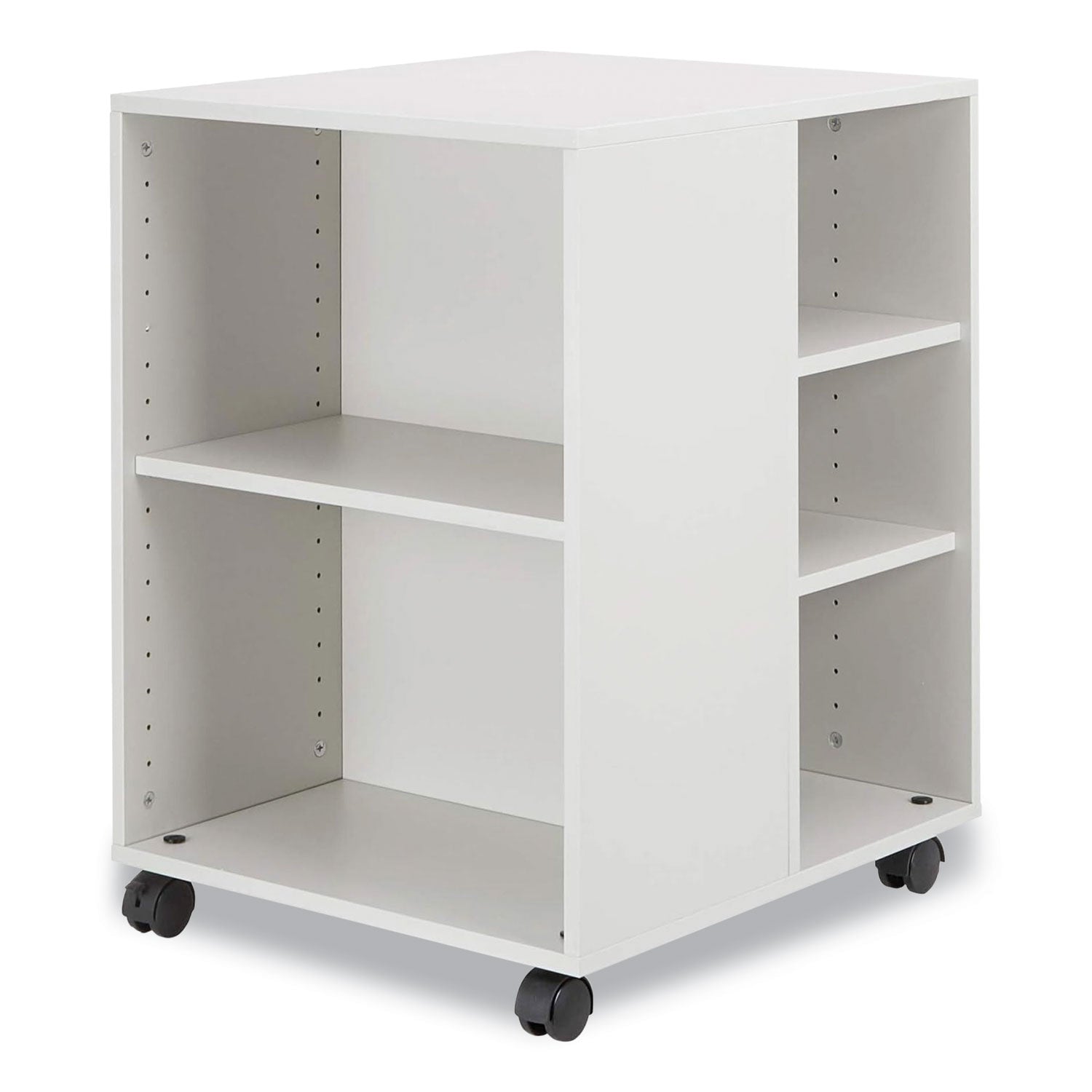 DURABLE Multifunction Trolley, 6 Shelves, 132 lb Capacity, 4 Casters, Wood, White, 20.79"W x 23.31"D x 29.45"H, 1 Each
