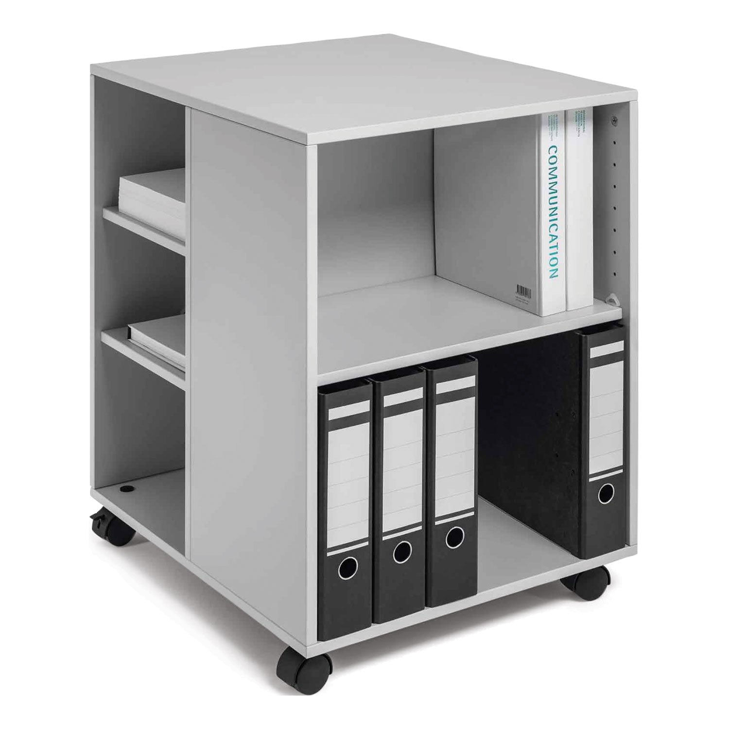 DURABLE Multifunction Trolley, 6 Shelves, 132 lb Capacity, 4 Casters, Wood, Gray, 20.79" W x 23.31" D x 29.45" H, 1 Each