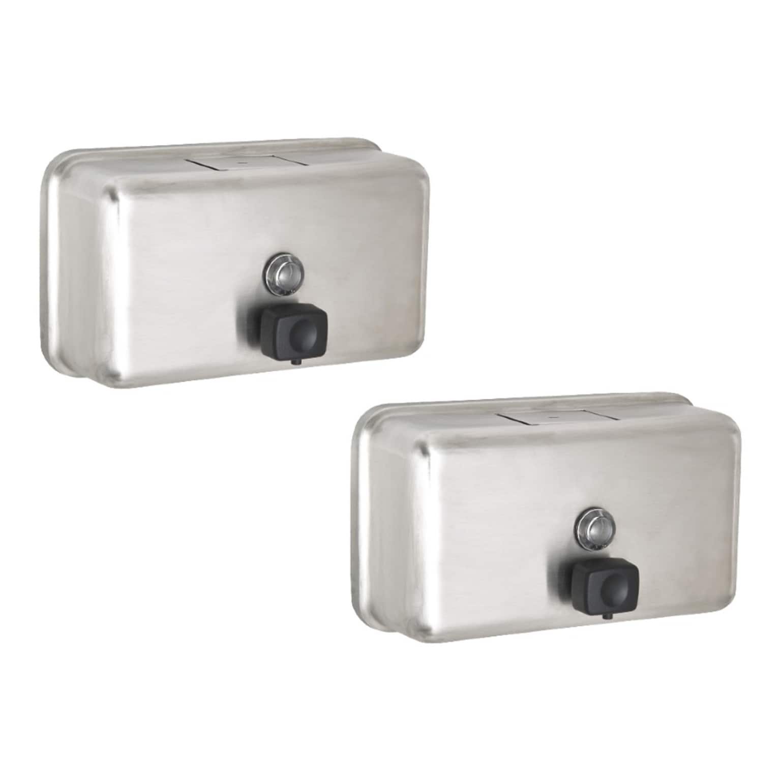 1200 ml Stainless Steel Horizontal Manual Surface-Mounted Liquid Soap Dispenser 2 Pack