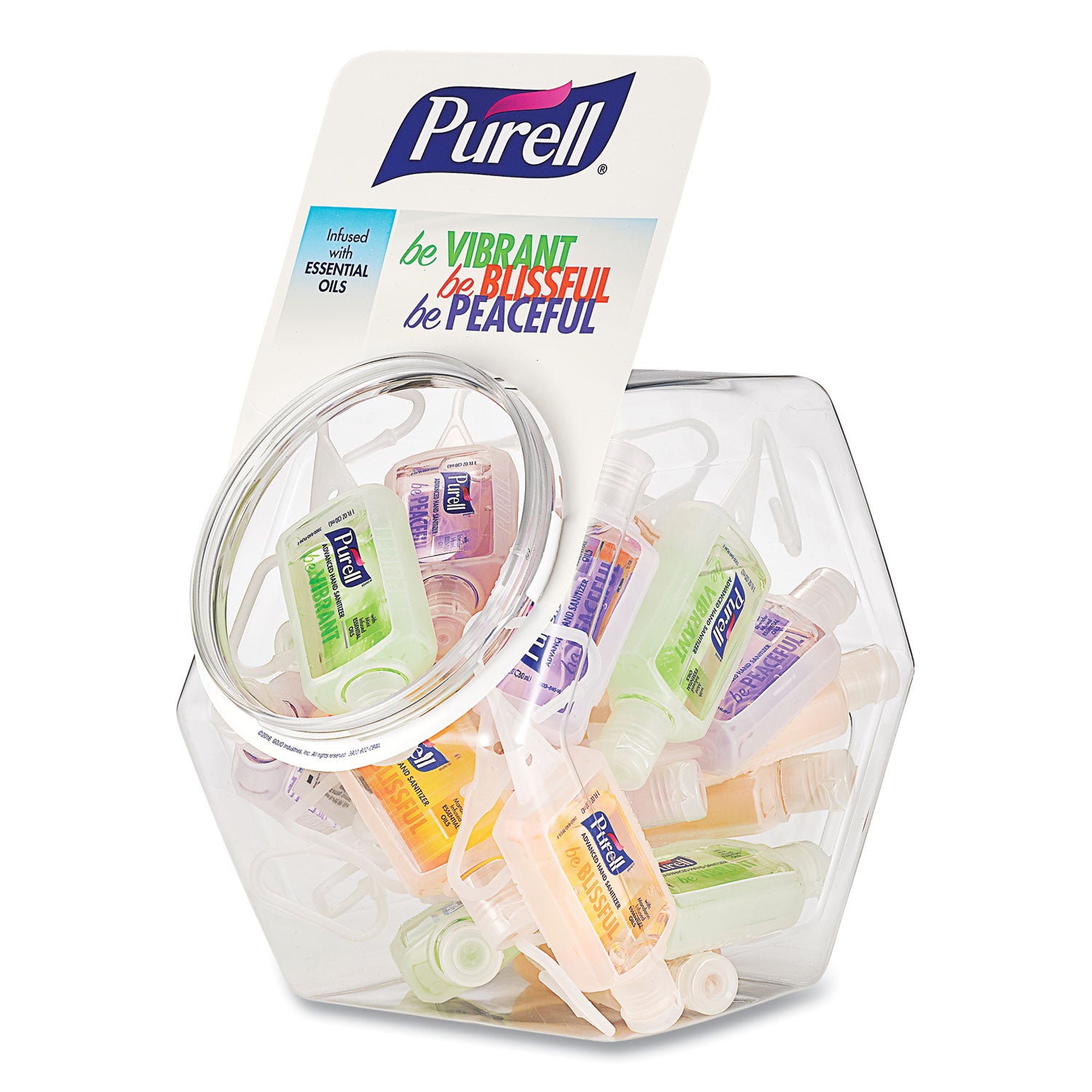 Advanced Hand Sanitizer Gel Infused with Essential Oils, 1 oz Flip Cap Bottle with Display Bowl, Assorted Scents, 25/Carton