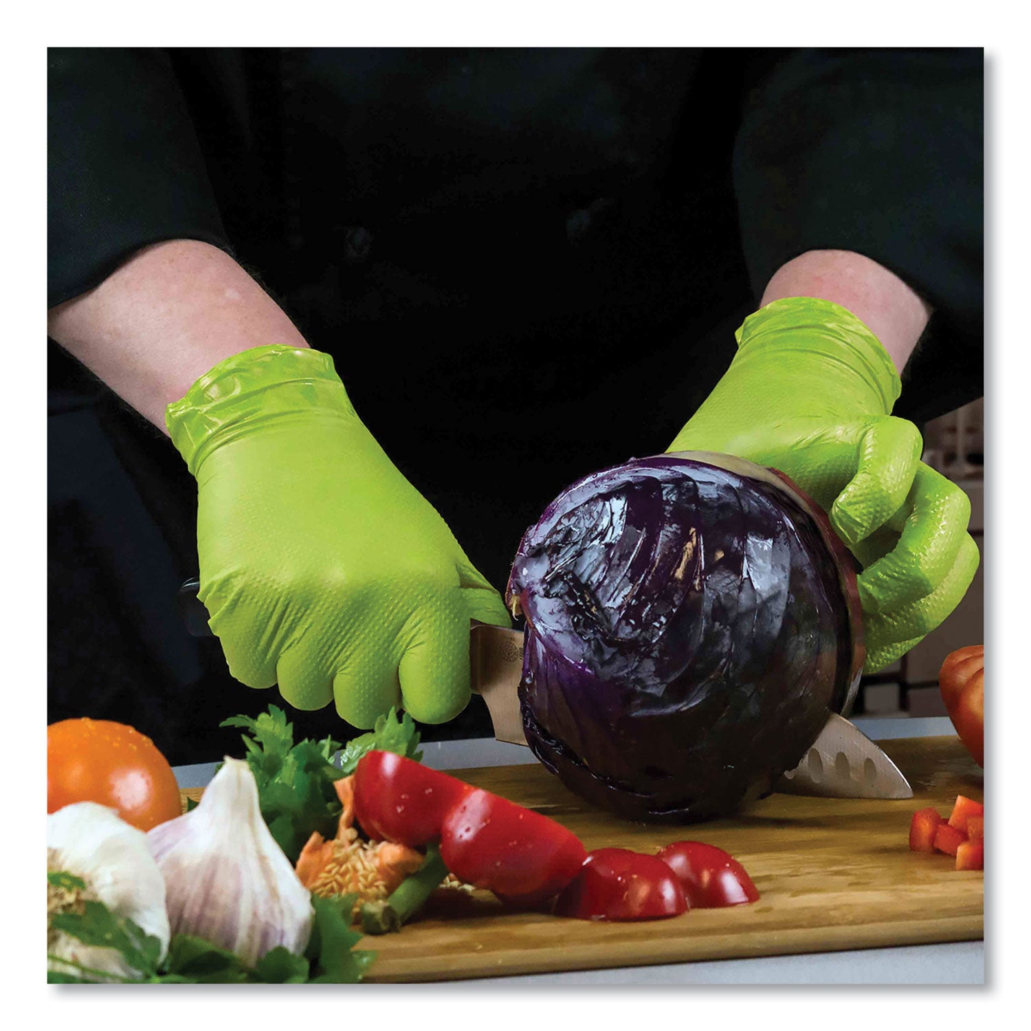 Heavy-Duty Industrial Nitrile Gloves, Powder-Free, 8 mil, X-Large, Green, 100 Gloves/Box, 10 Boxes/Carton