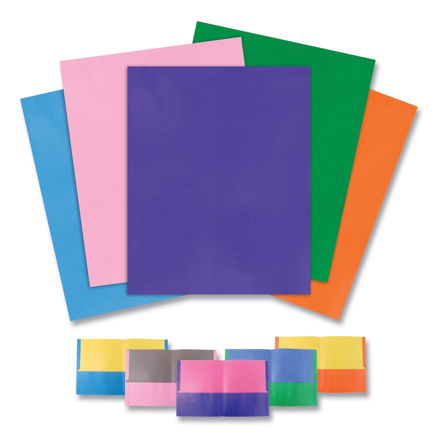 Roaring Spring Embossed 2-Pocket Folders, Letter Size, 25 Sheet Capacity, 11 pt., Multi-colored, 1 Carton (50 Folders)