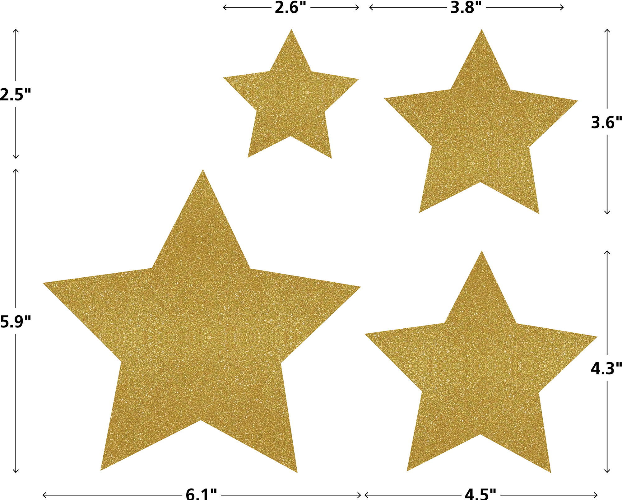 Gold Shimmer Stars Accents - Assorted Sizes