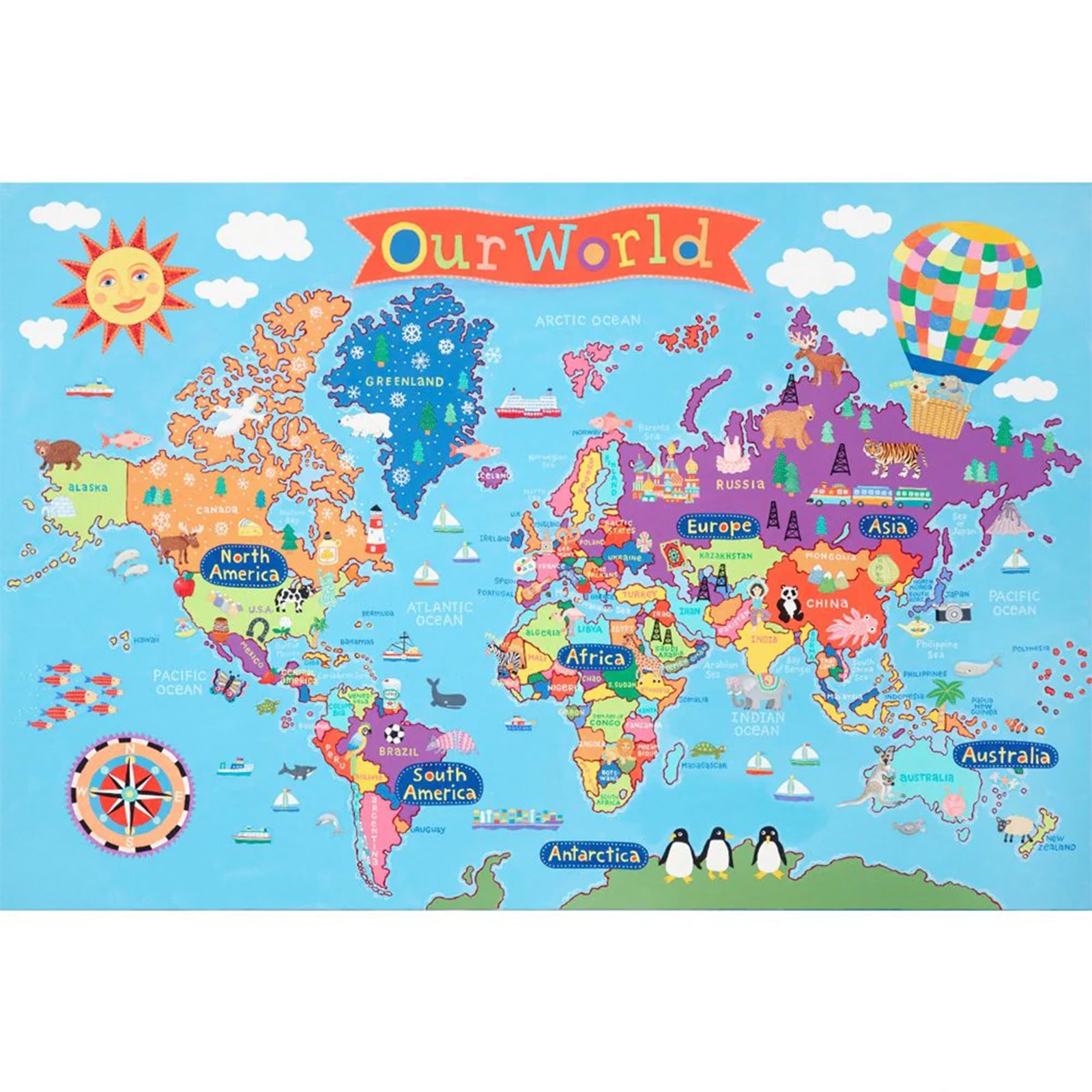 Kid's Jigsaw Puzzle, World, 13" x 19", 100 Pieces