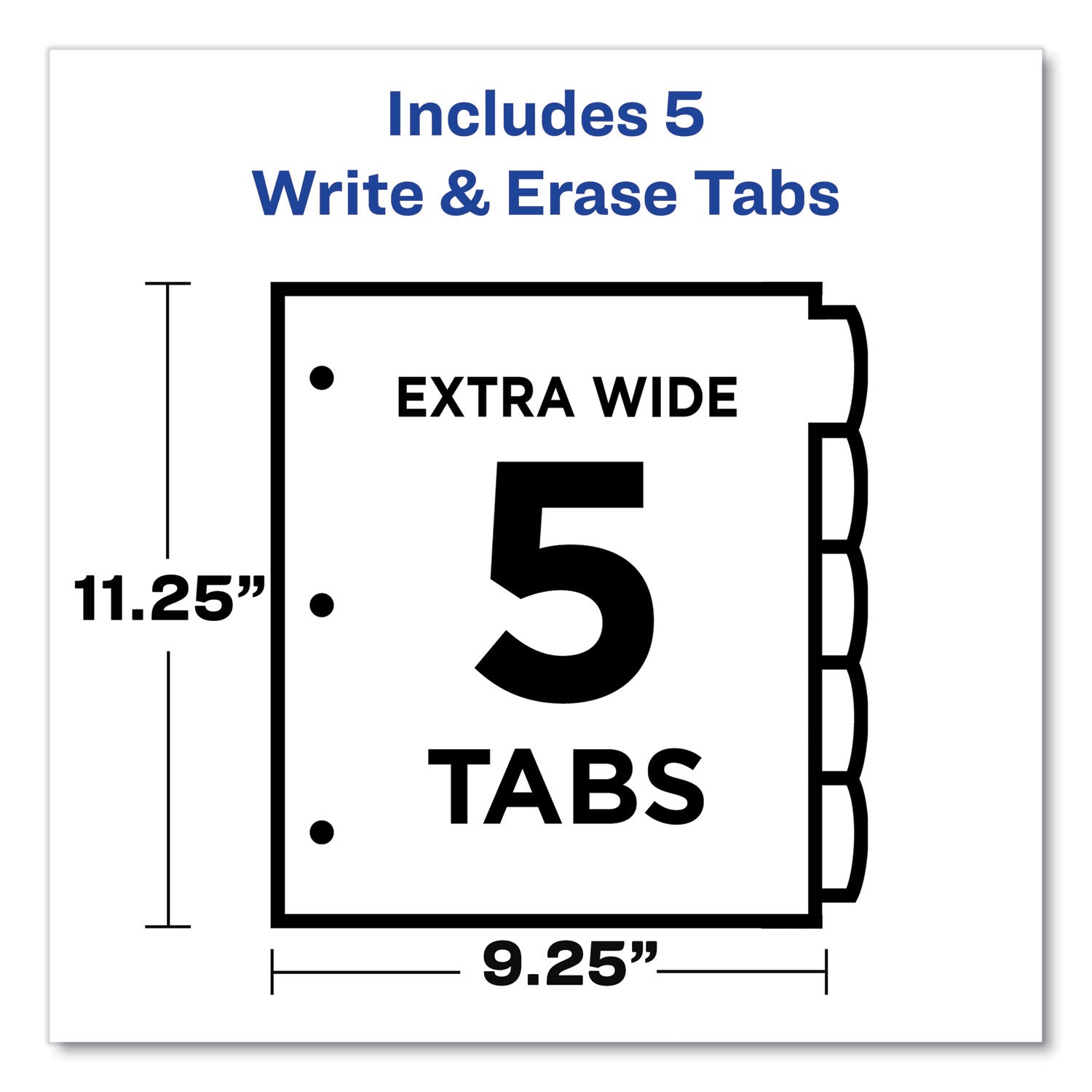 Write & Erase Durable Plastic Dividers with Pockets, 5-Tab Set, Multicolor