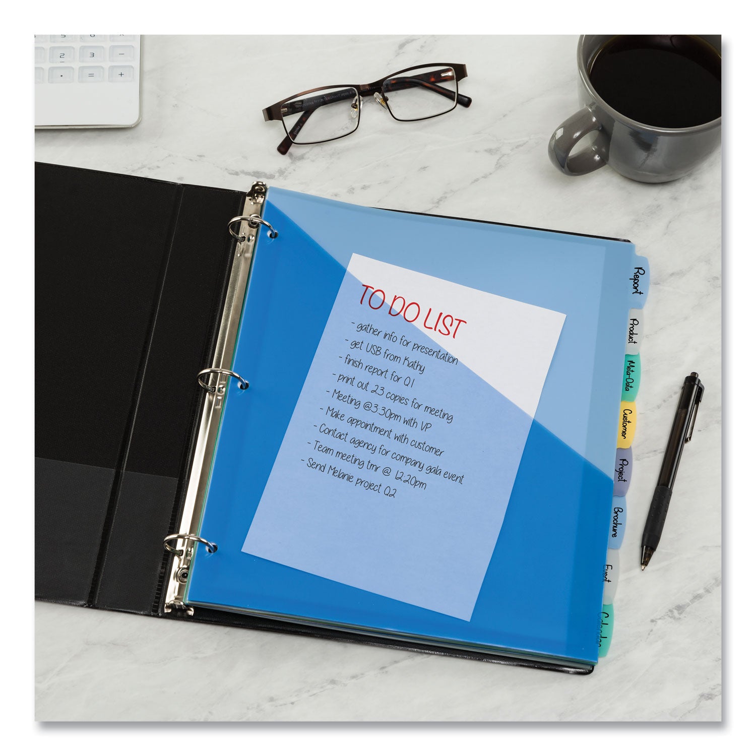 Write & Erase Pocket Plastic Dividers, 8-Tab Set, Multicolor, 1 Set