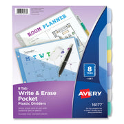 Write & Erase Pocket Plastic Dividers, 8-Tab Set, Multicolor, 1 Set