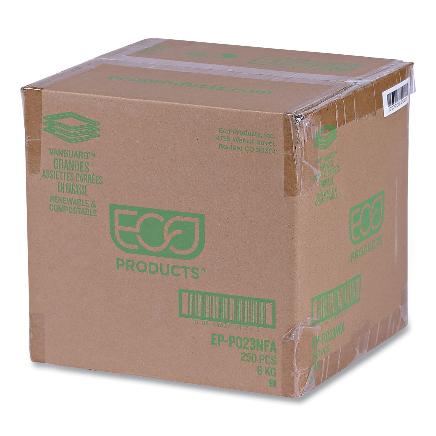 Vanguard Renewable and Compostable Sugarcane Plates, 10 x 10, White, 250/Carton
