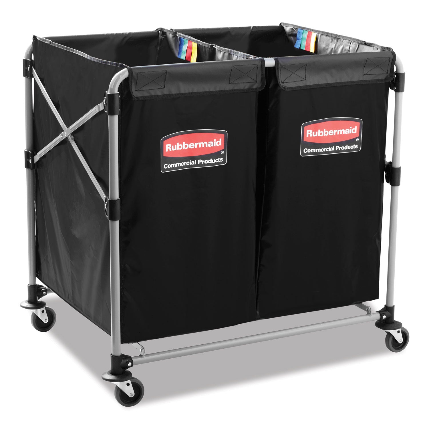 4 Bushel Collapsible X-Cart Bag for Rubbermaid Commercial 1881749 and 1881781, 5 cu ft, 22.08" x 15.33" x 27.33", Black, 2/CT
