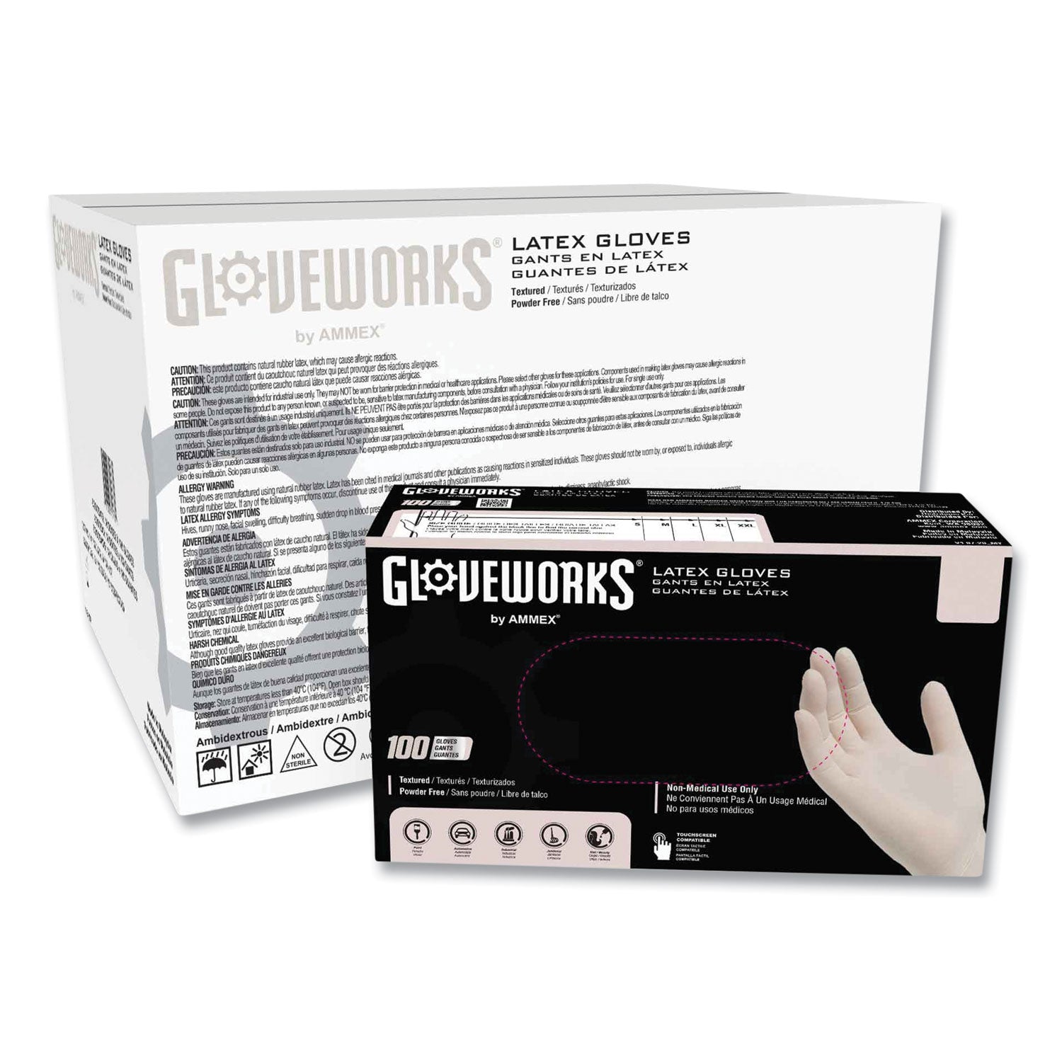 Latex Disposable Gloves, Powder-Free, 4 mil, Medium, Ivory, 100 Gloves/Box, 10 Boxes/Carton
