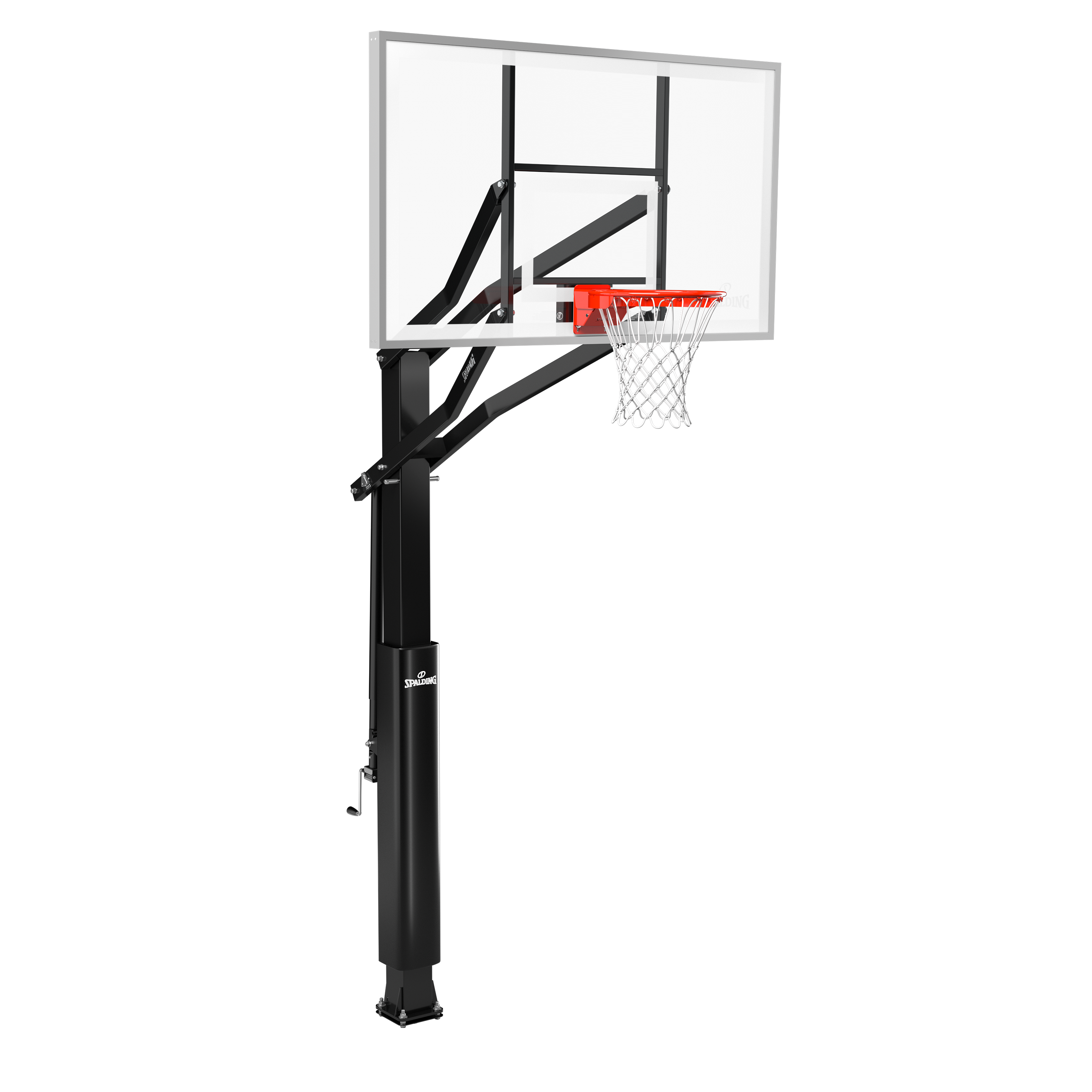 Spalding Basketball Ring, In-Ground Systems, 72" Glass, Alum Trim, 6" Pole, U-Turn Pro Lift, Flex Rim, Pole Pad
