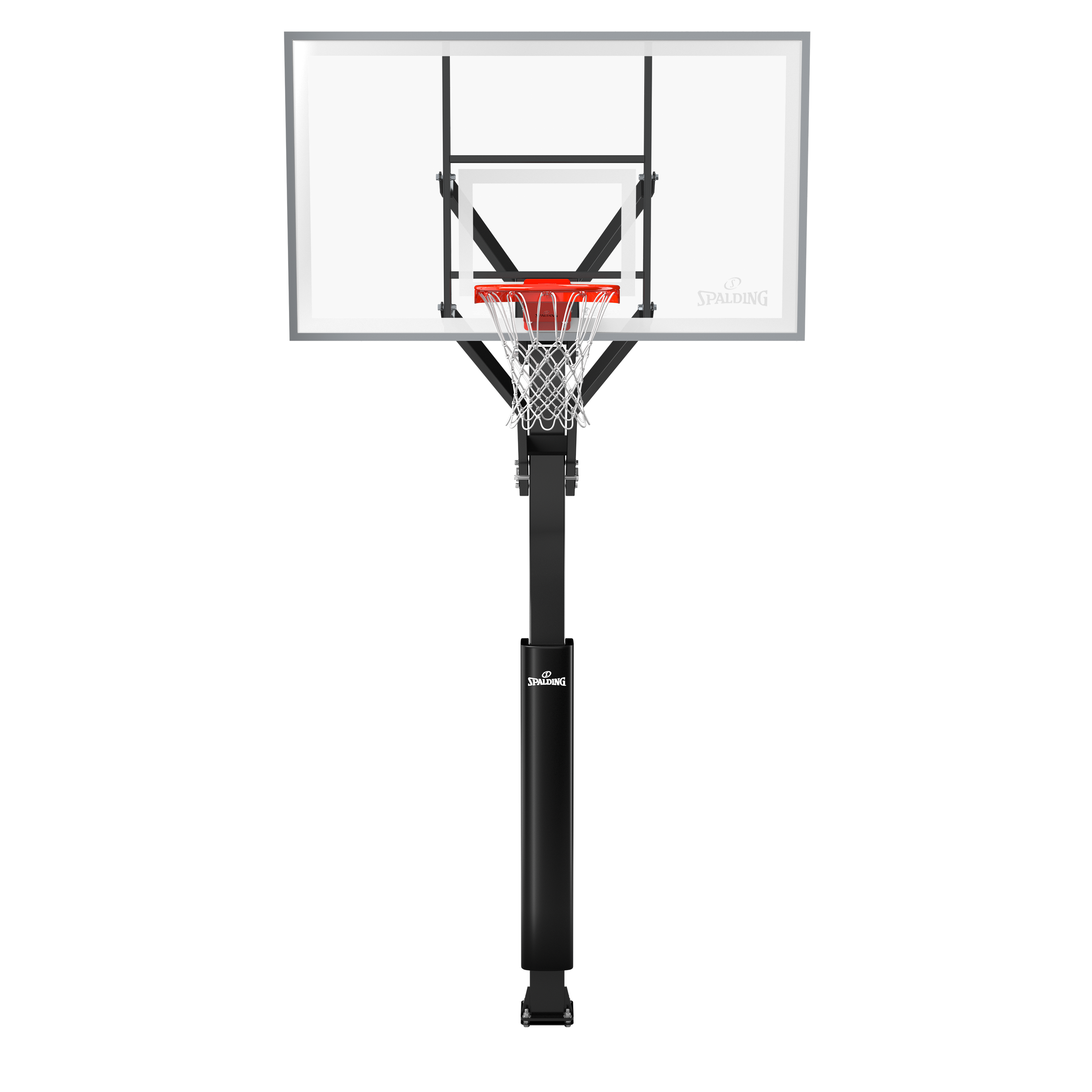 Spalding Basketball Ring, In-Ground Systems, 72" Glass, Alum Trim, 6" Pole, U-Turn Pro Lift, Flex Rim, Pole Pad