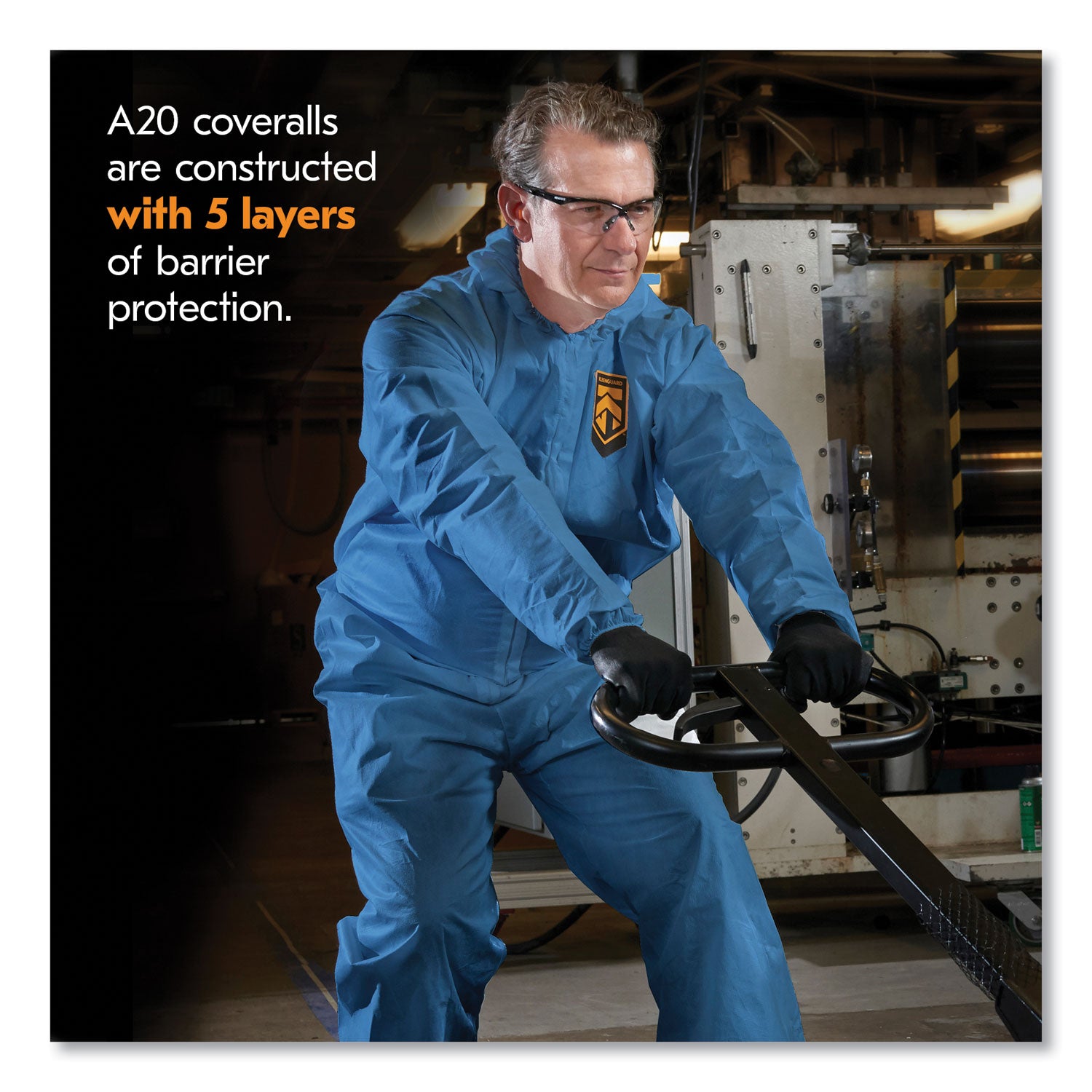 A20 Breathable Particle Protection Coveralls, Zip Front, Hood, Elastic Back, Wrists, Ankles, 4X-Large, Blue, 20/Carton