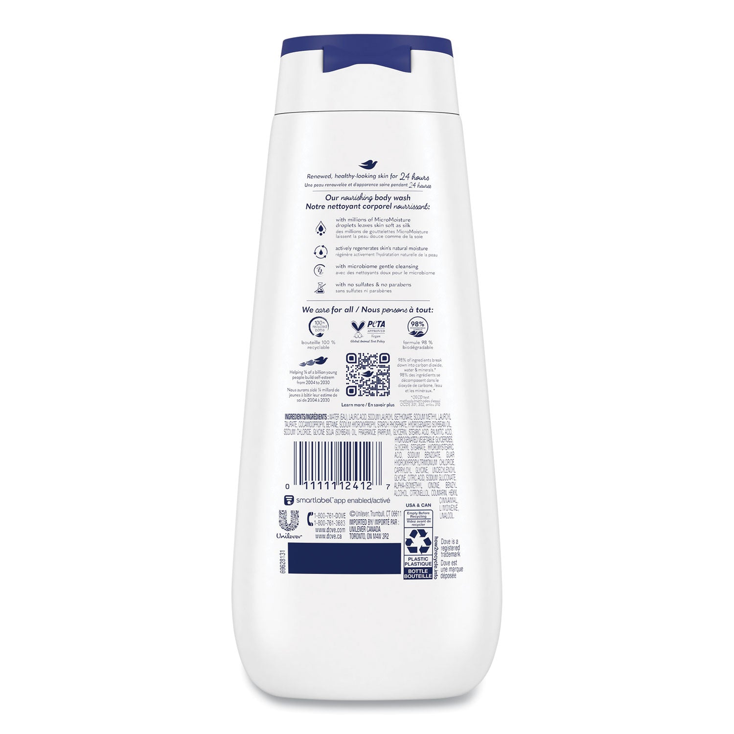 Dove Deep Moisture Body Wash - 11.97 fl oz - 12 oz - Bottle Dispenser - Body - Moisturizing - White - Sulfate-free, pH Balanced, Rich Lather - 6 / Carton