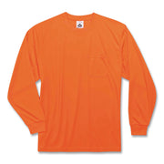 Ergodyne 8091 Non-Certified Long Sleeve T-Shirt, 4XL, Polyester, Orange, 1 Each