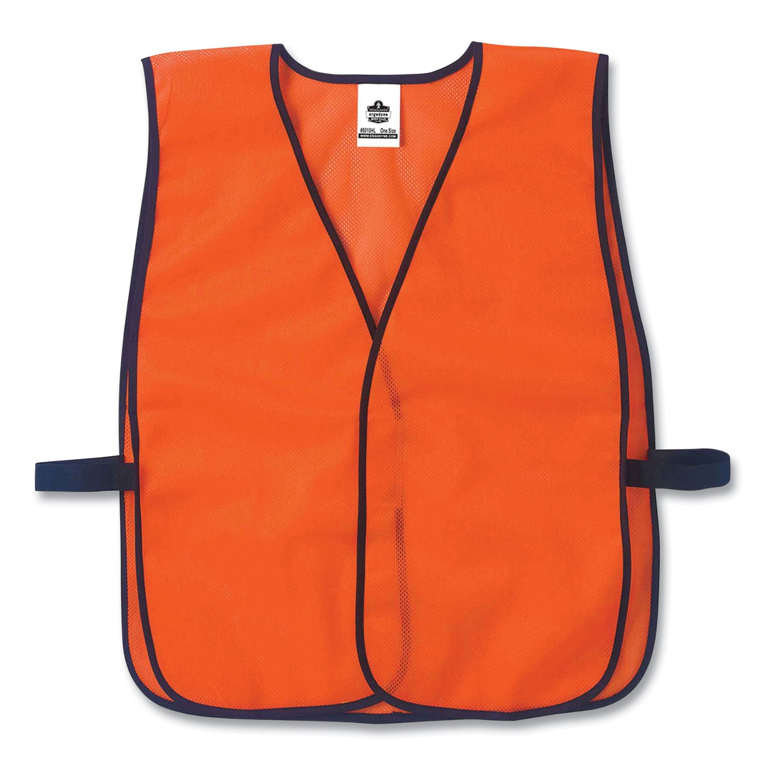 Ergodyne 8010HL Non-Certified Economy Vest, Hook & Loop Closure, Polyester Mesh, Orange, 1 Each