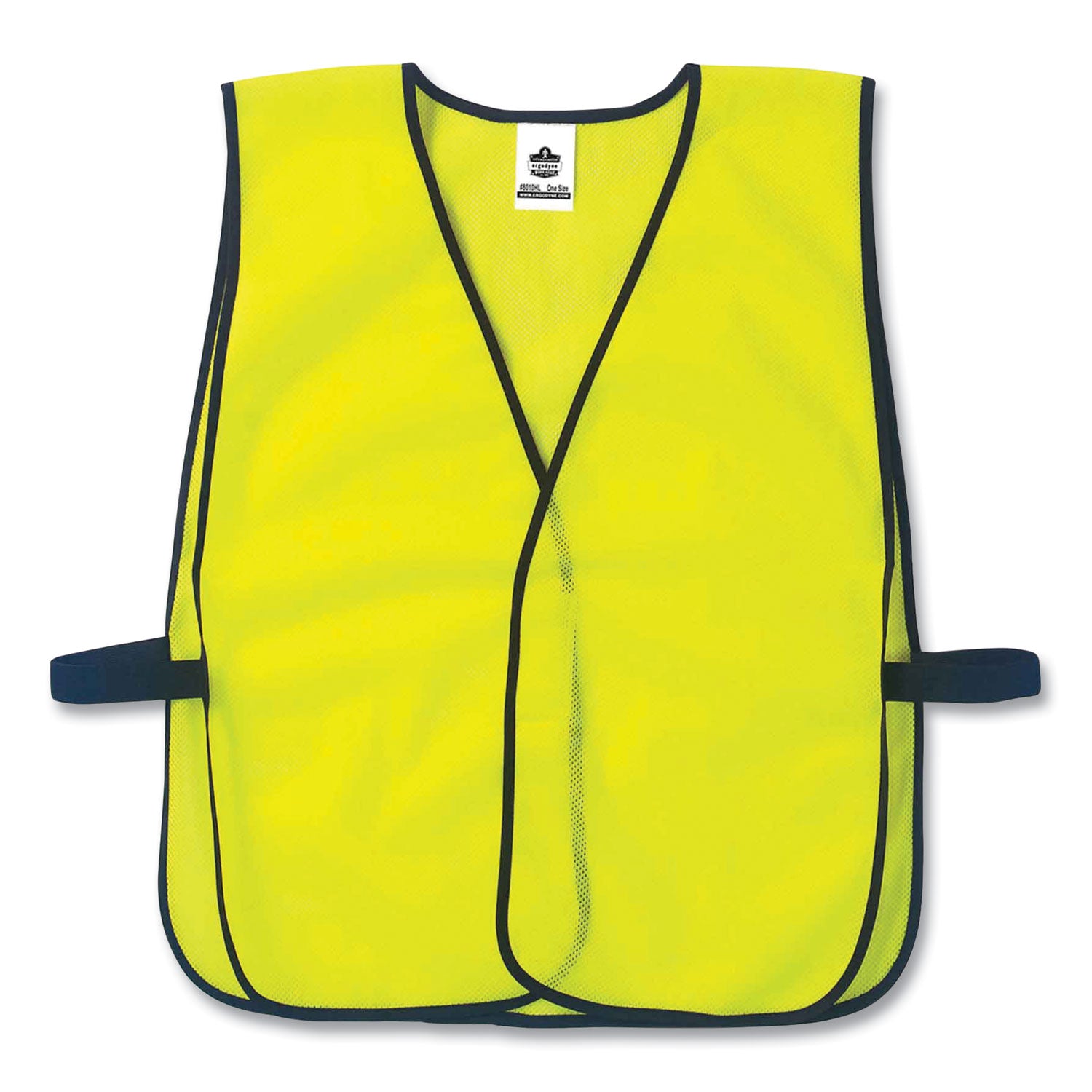 Ergodyne 8010HL Non-Certified Economy Vest, Hook & Loop Closure, Polyester Mesh, Lime, 1 Each