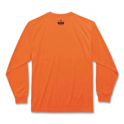 Ergodyne 8091 Non-Certified Long Sleeve T-Shirt, Large, Polyester, Orange, 1 Each