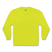 Ergodyne 8091 Non-Certified Long Sleeve T-Shirt, Small, Lime, Polyester, 1 Each