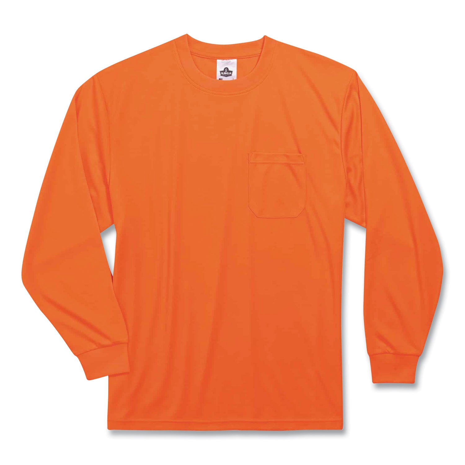 Ergodyne 8091 Non-Certified Long Sleeve T-Shirt, 5XL, Polyester, Orange, 1 Each
