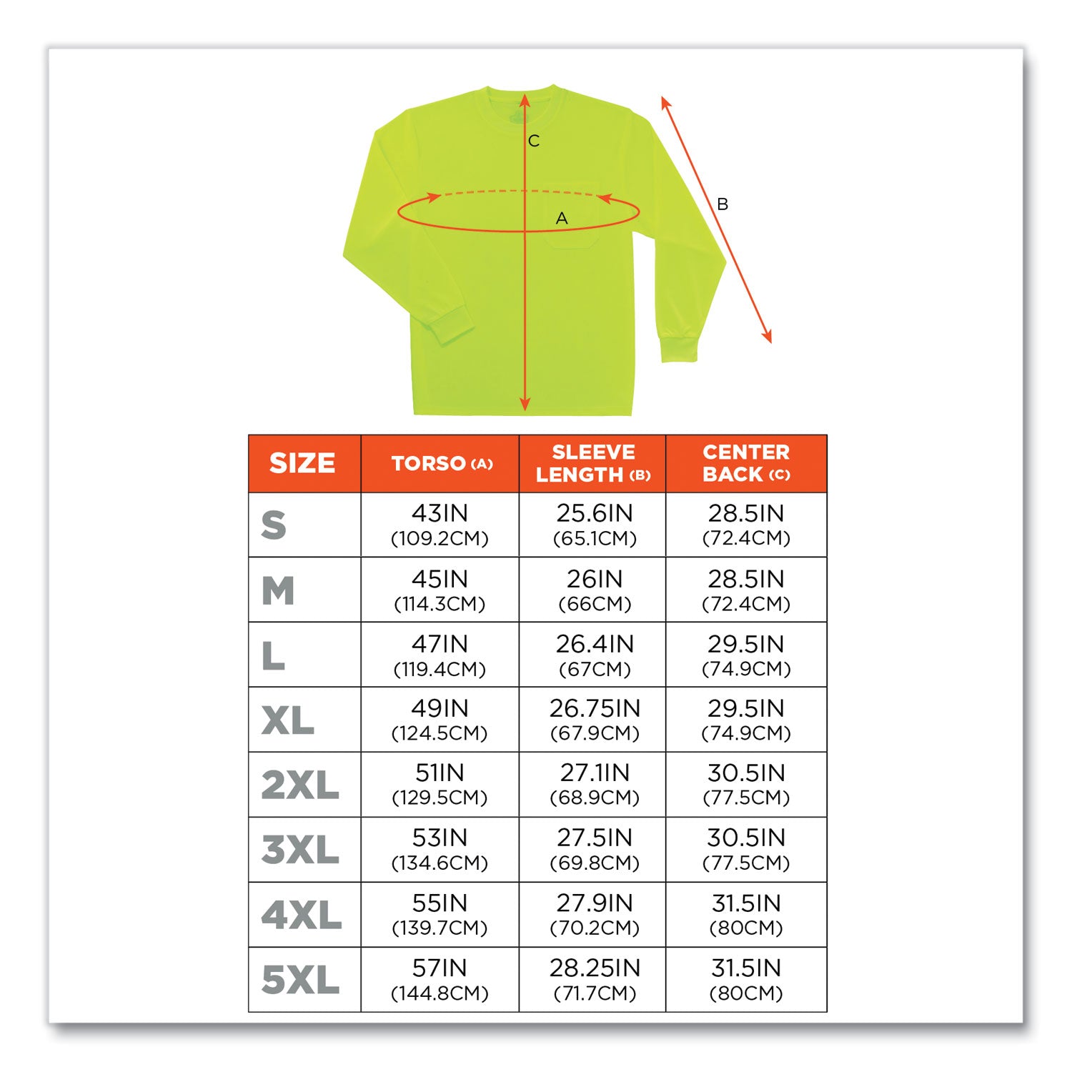 Ergodyne 8091 Non-Certified Long Sleeve T-Shirt, Small, Lime, Polyester, 1 Each