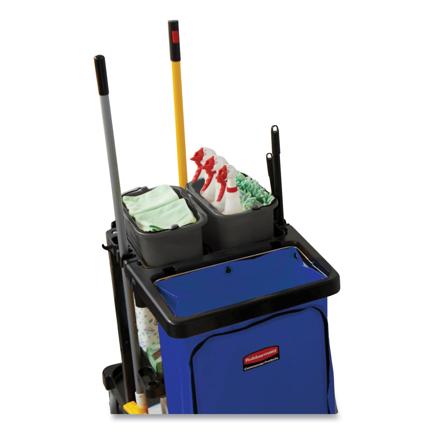 Heavy-Duty Cleaning Cart Caddy, 10 qt, Black, 6/Carton