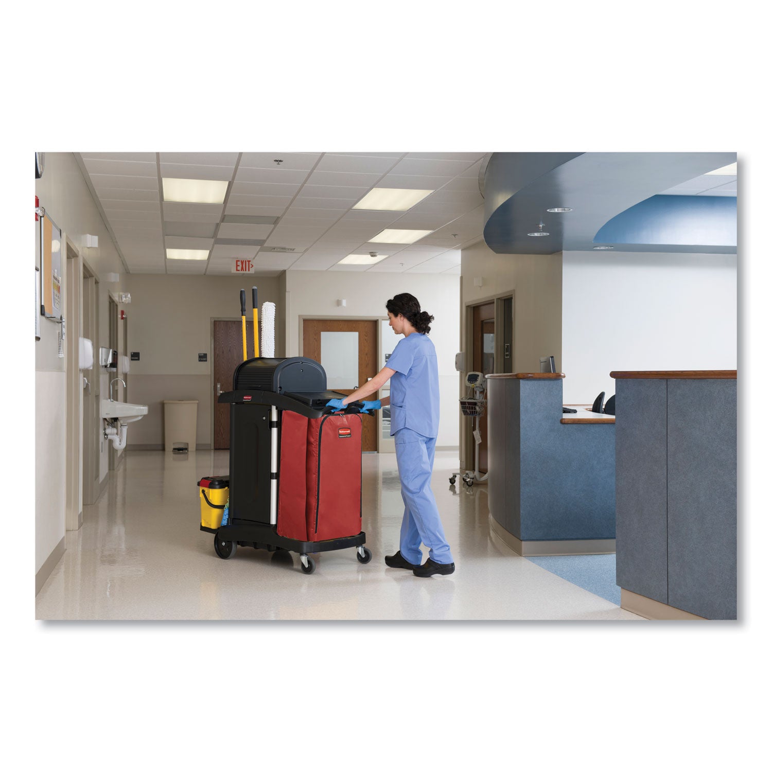Vinyl Cleaning Cart Bag for Rubbermaid Commercial High-Capacity Cleaning Carts, 34 gal, 10.5" x 16.8" x 33", Red