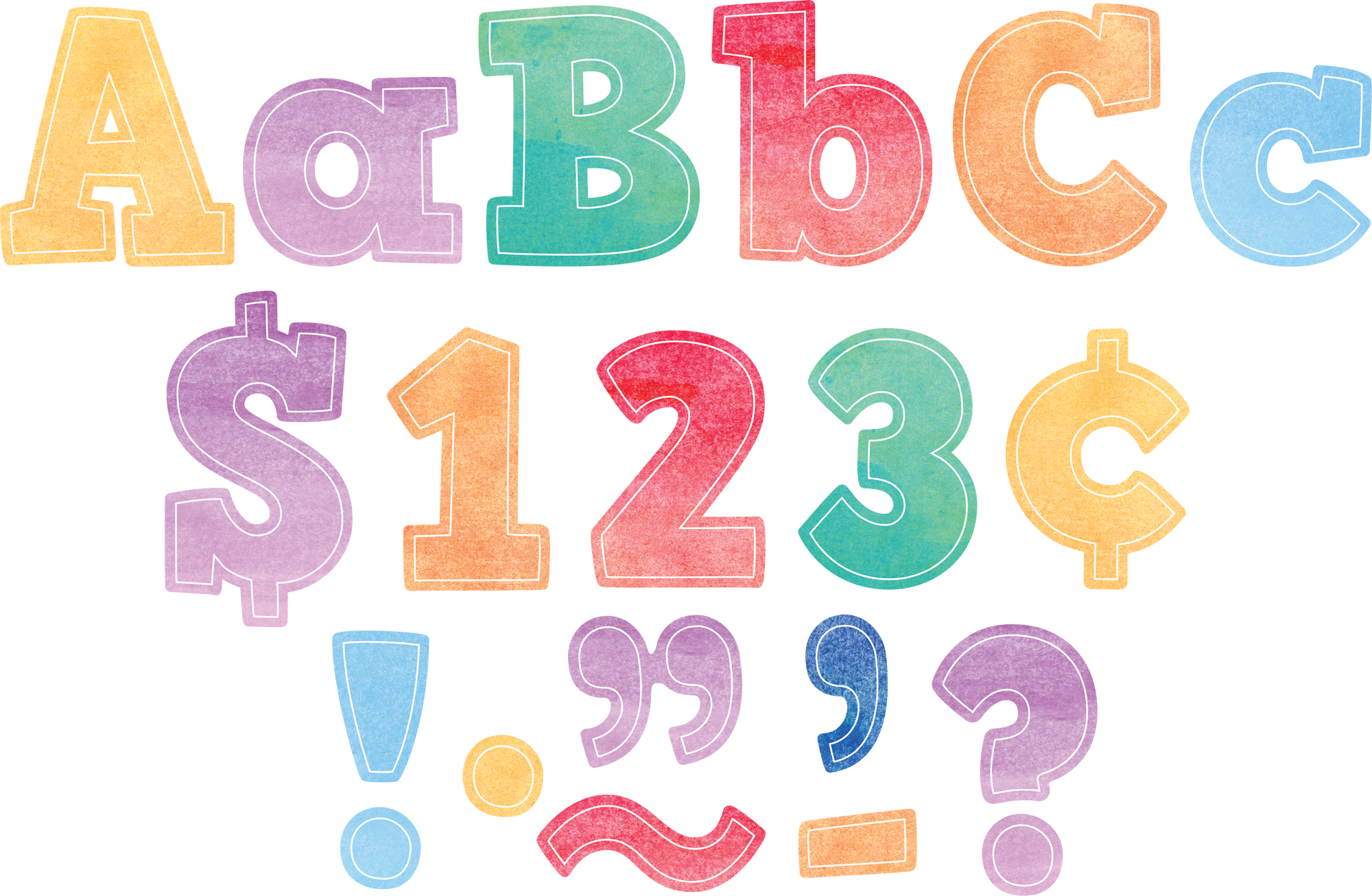 Watercolor Bold Block 4" Letters Combo Pack