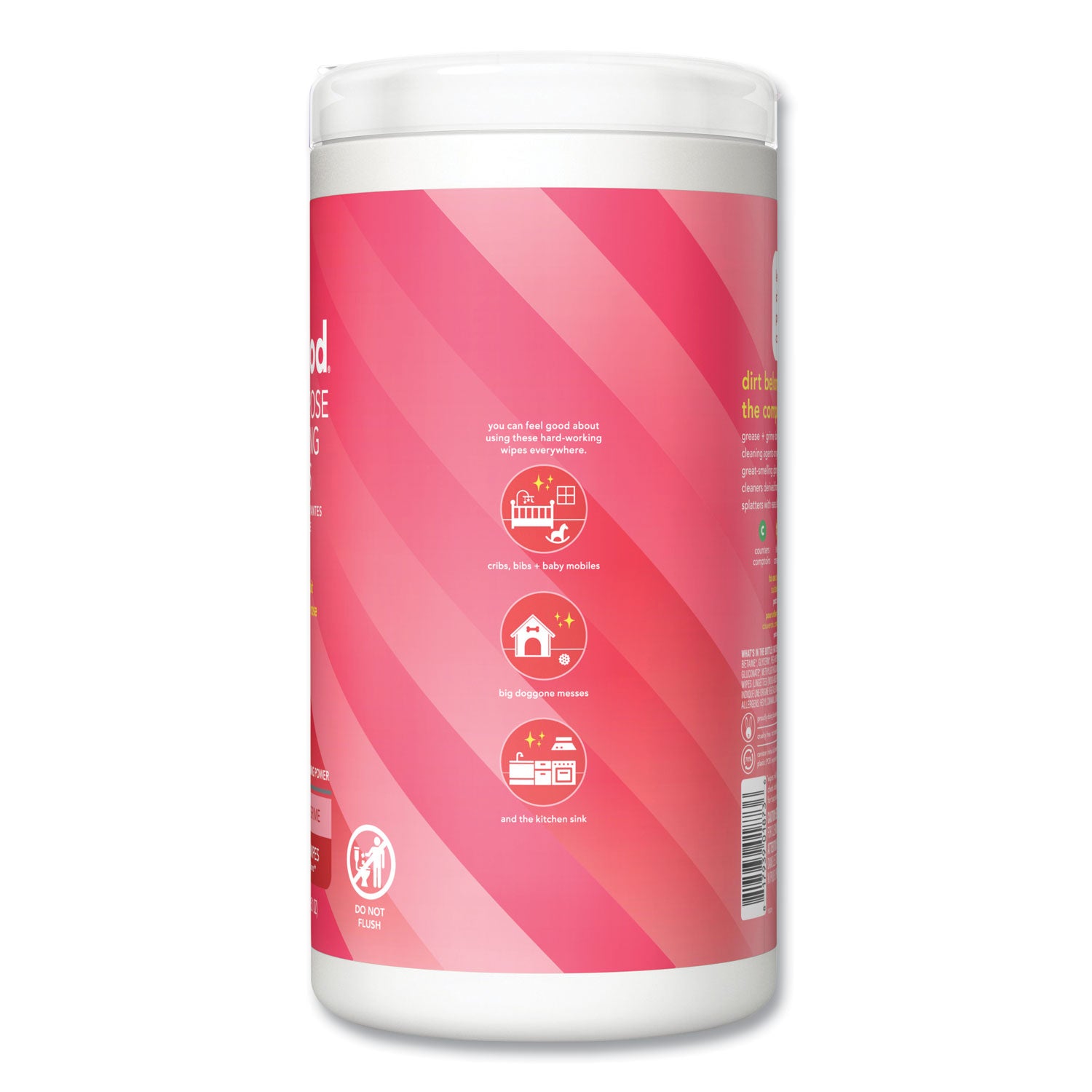 Method All-purpose Cleaning Wipes - Pink Grapefruit Scent - Pleasant Scent - Pink - 70/Tub - 6 / Carton